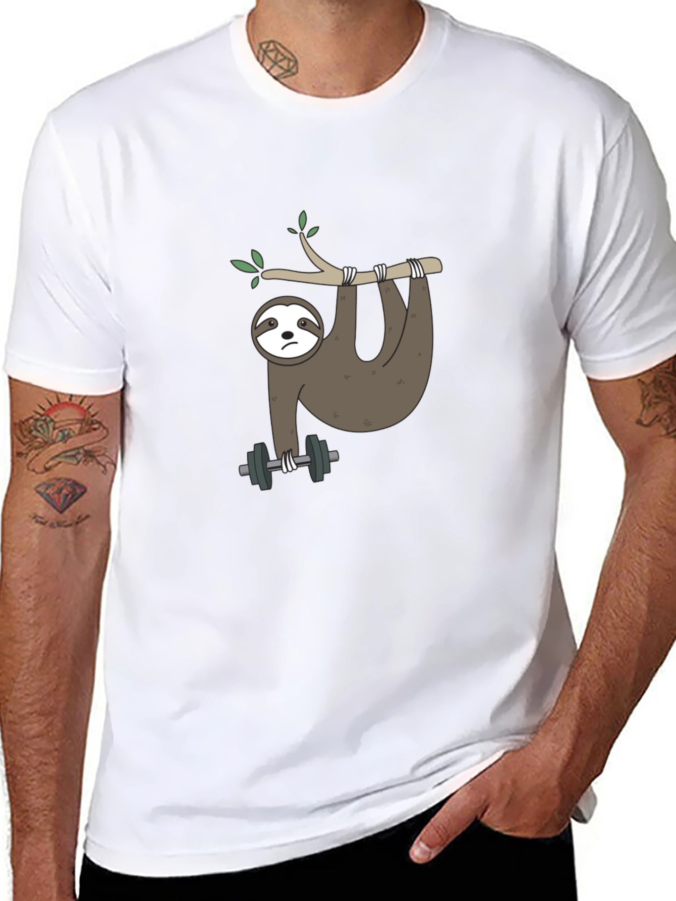 Sloth Lifting Weights Graphic Tee