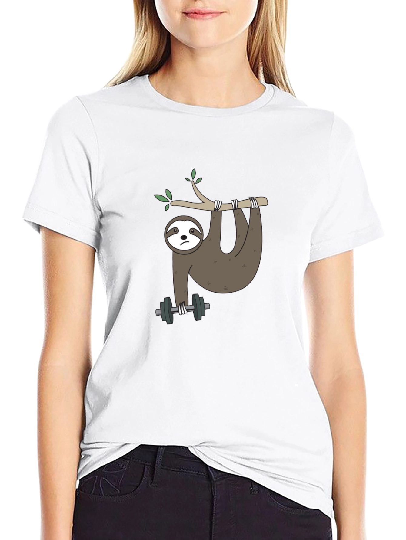 Sloth Lifting Weights Graphic Tee