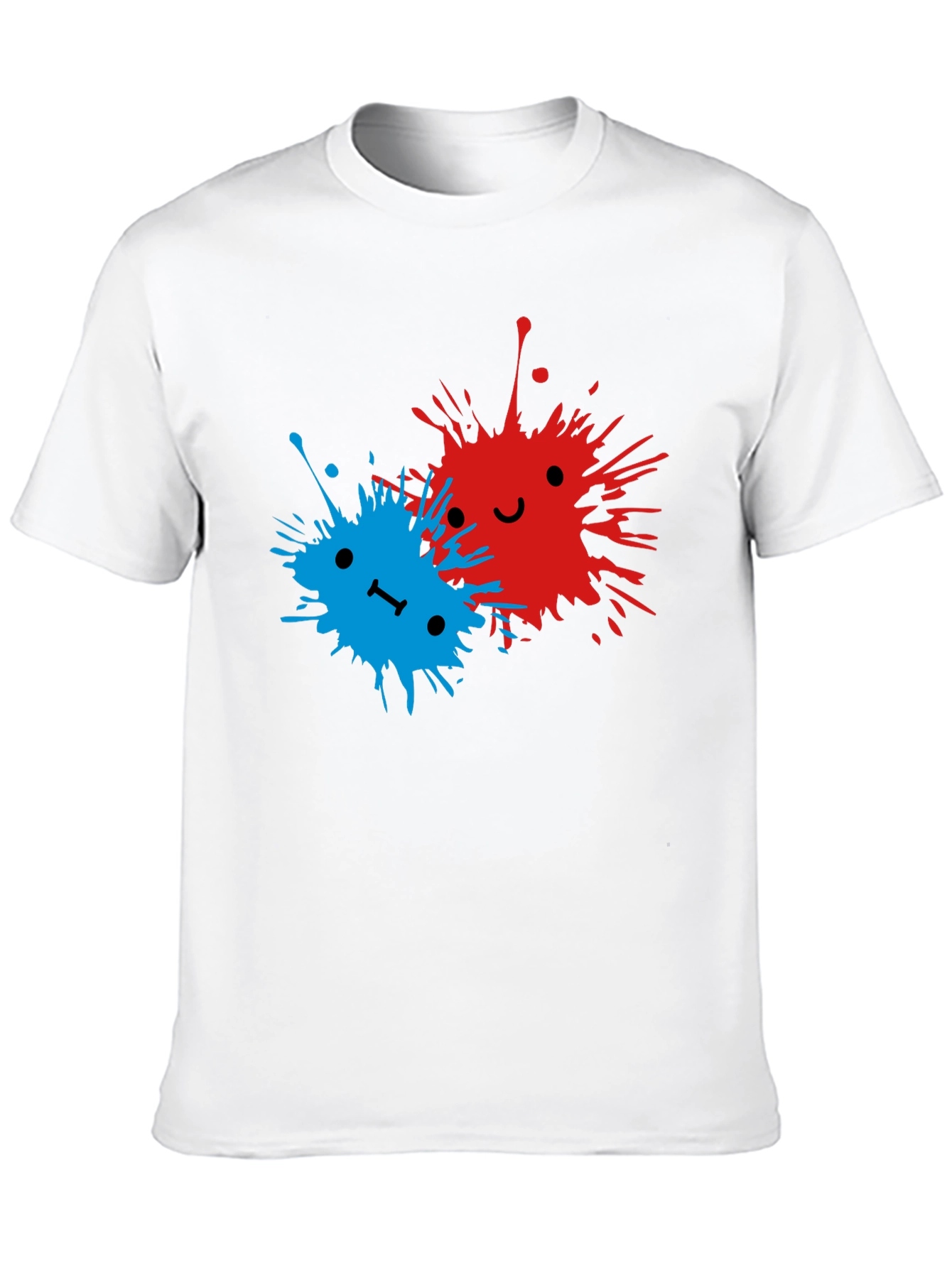 Cute Splatter Face Graphic Tee - Black