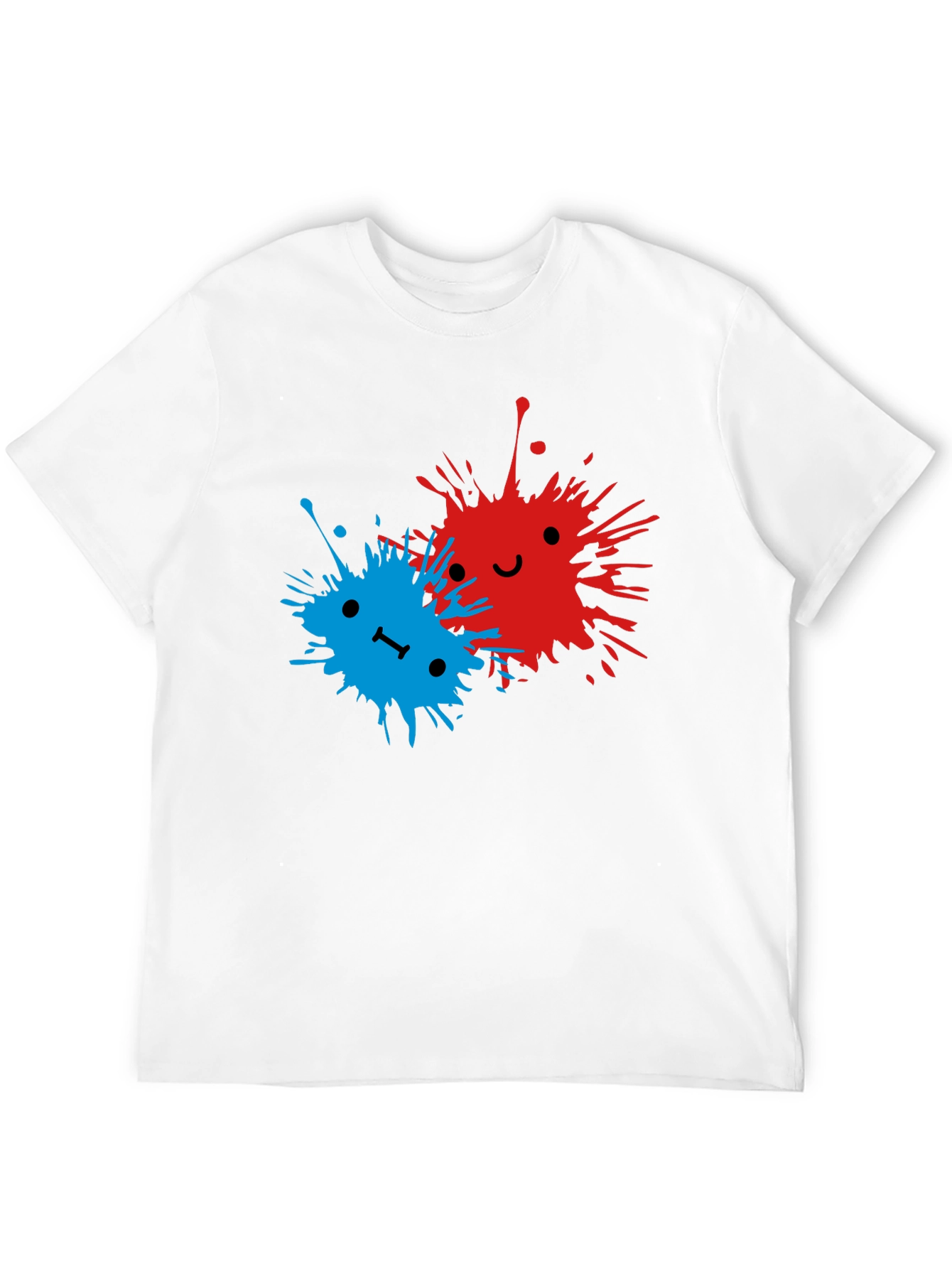 Cute Splatter Face Graphic Tee - Black