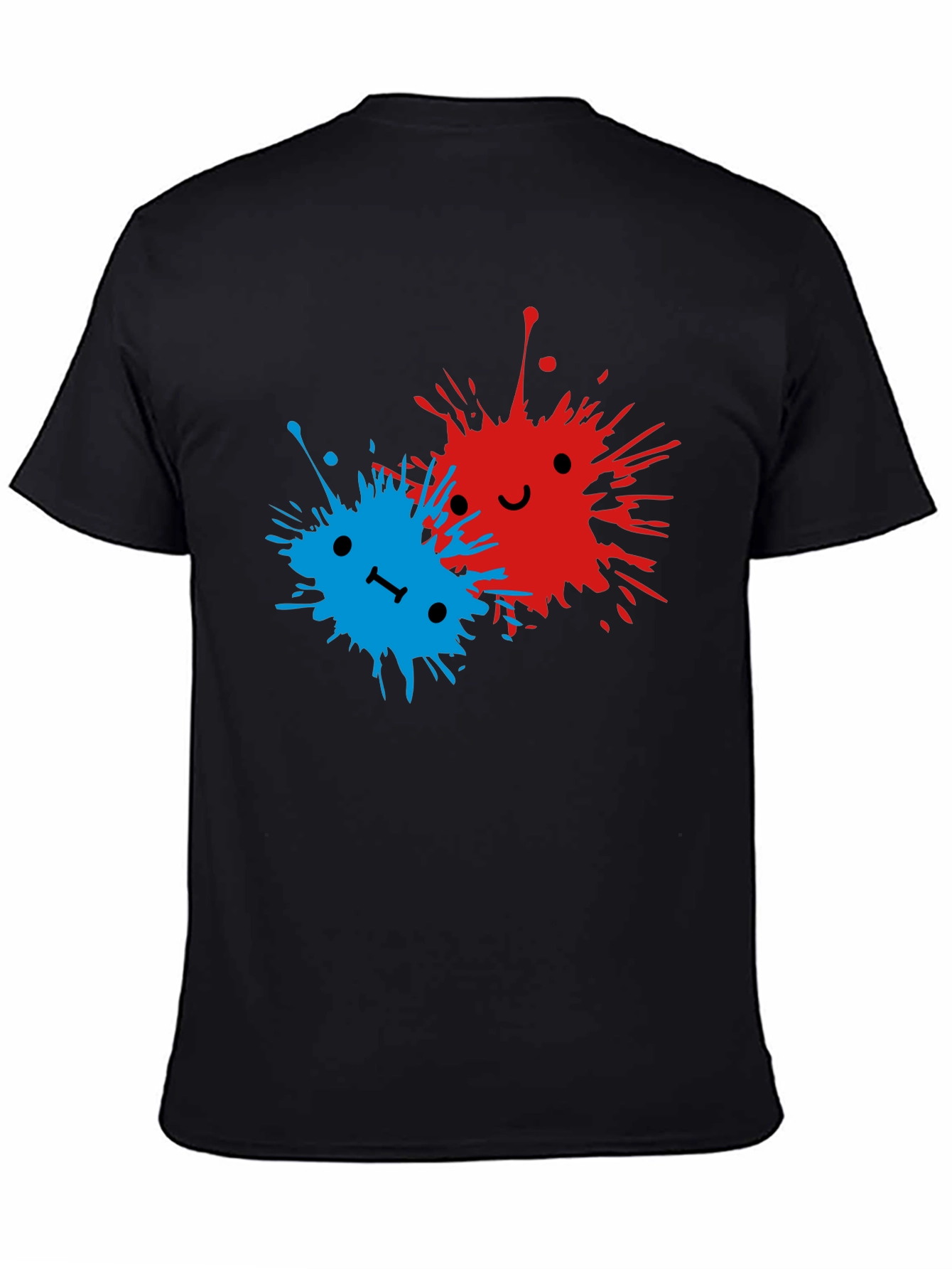 Cute Splatter Face Graphic Tee - Black