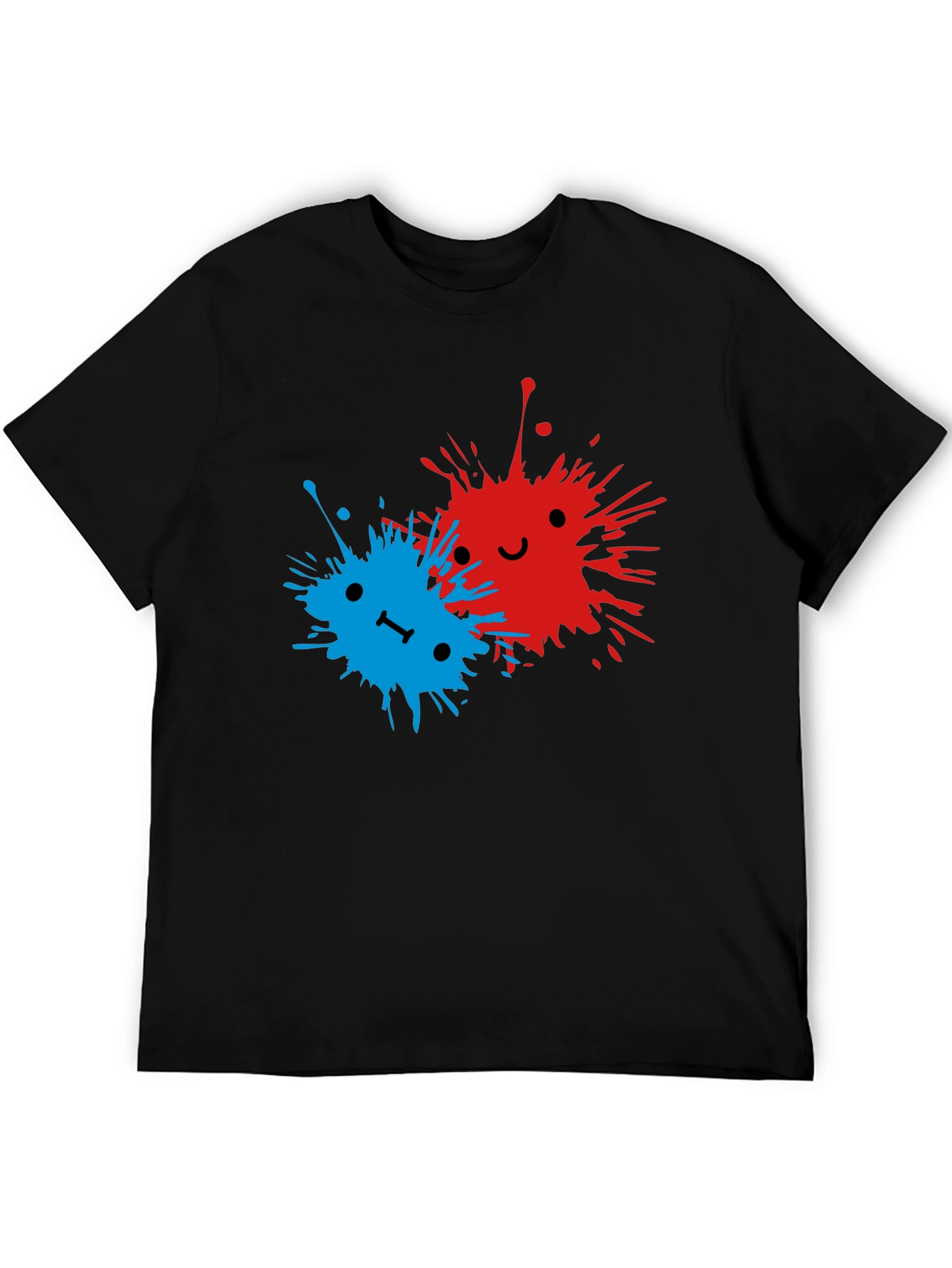 Cute Splatter Face Graphic Tee - Black