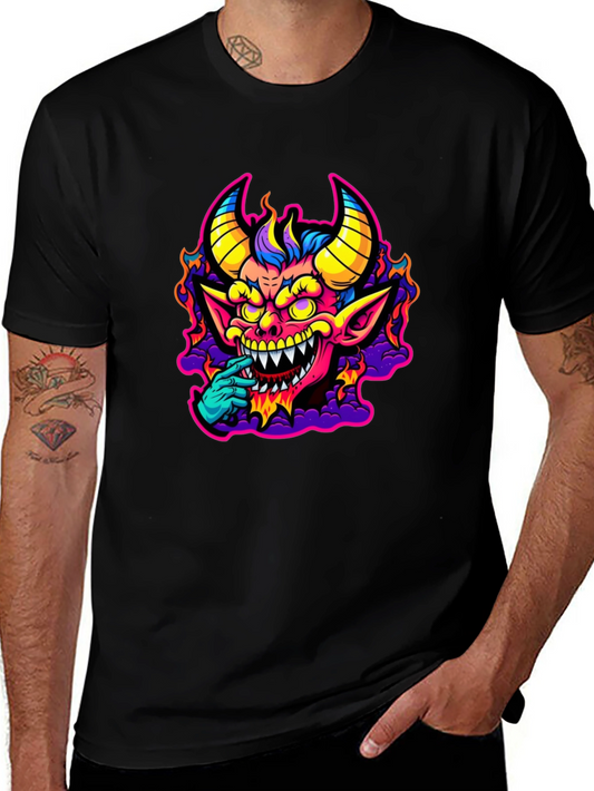 Fiery Devil Graphic Tee - Bold & Unique Design