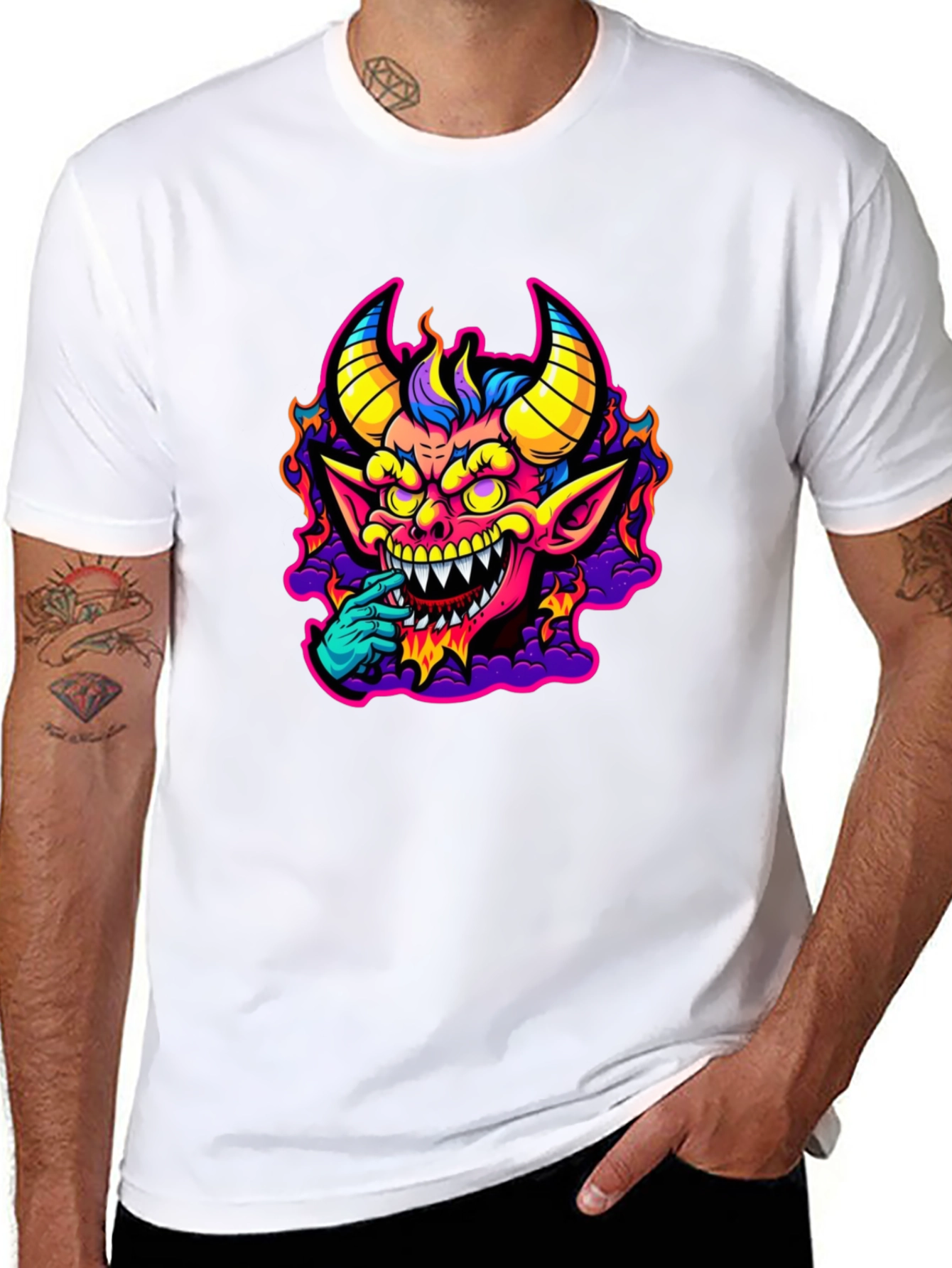 Fiery Devil Graphic Tee - Bold & Unique Design