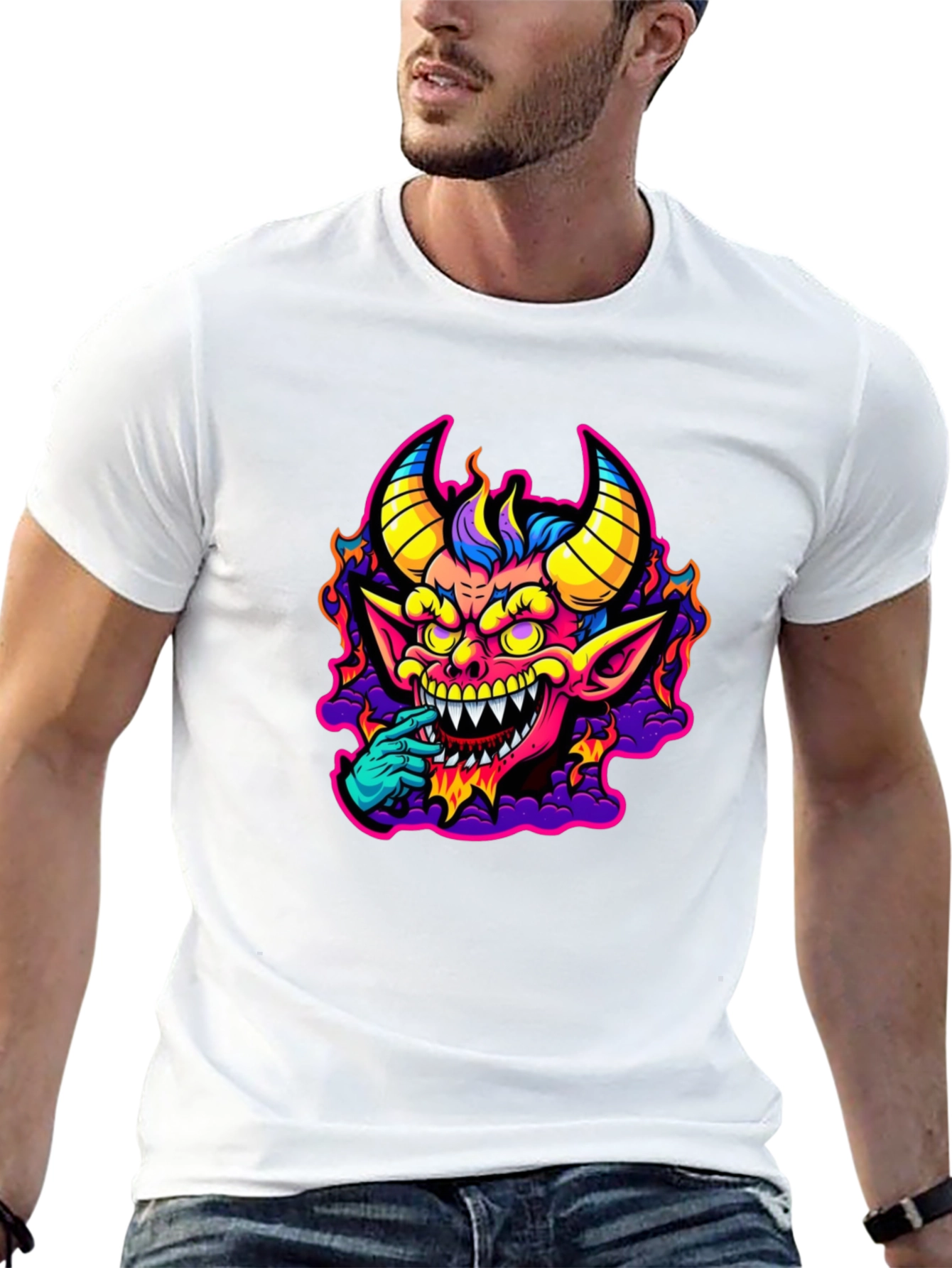 Fiery Devil Graphic Tee - Bold & Unique Design