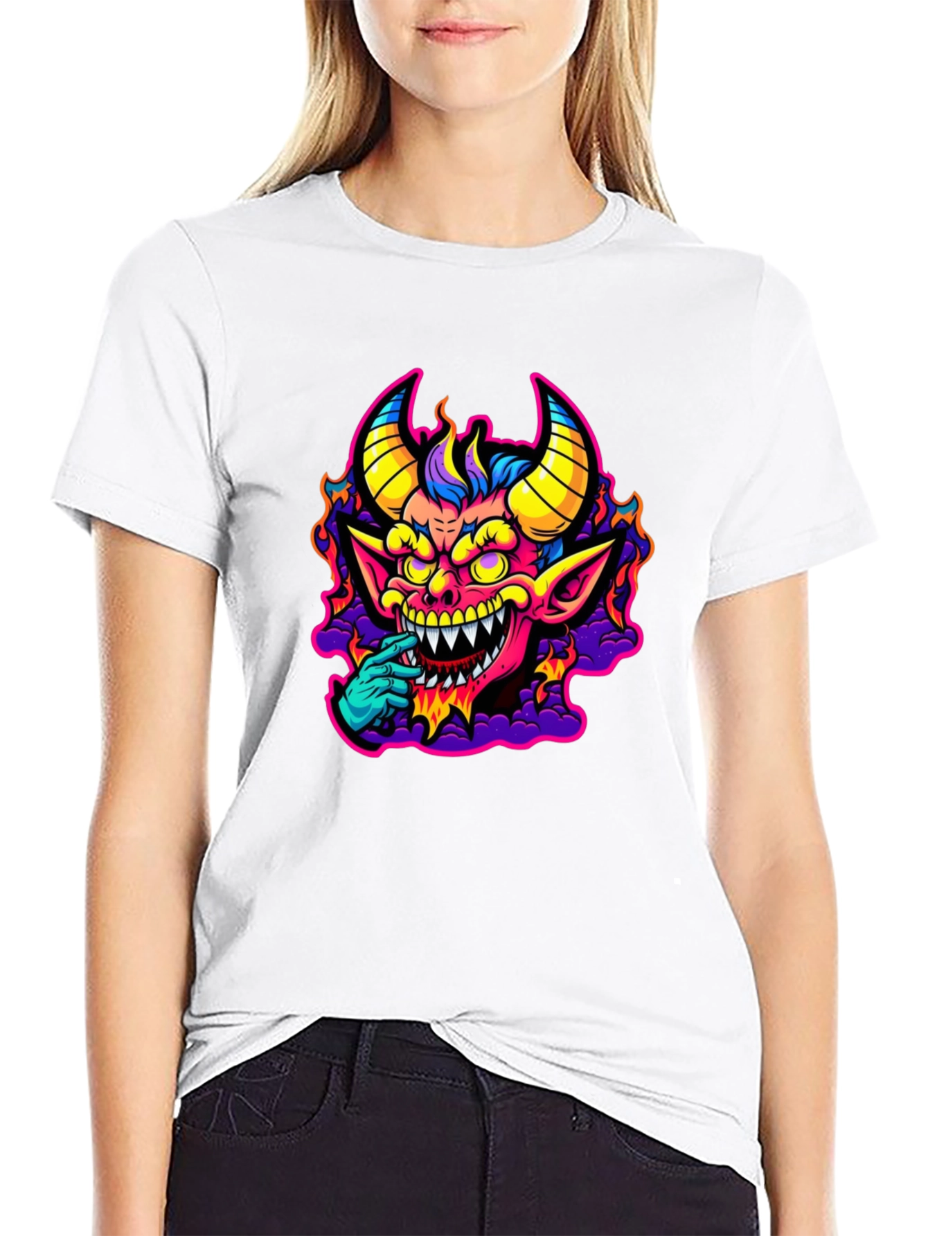 Fiery Devil Graphic Tee - Bold & Unique Design
