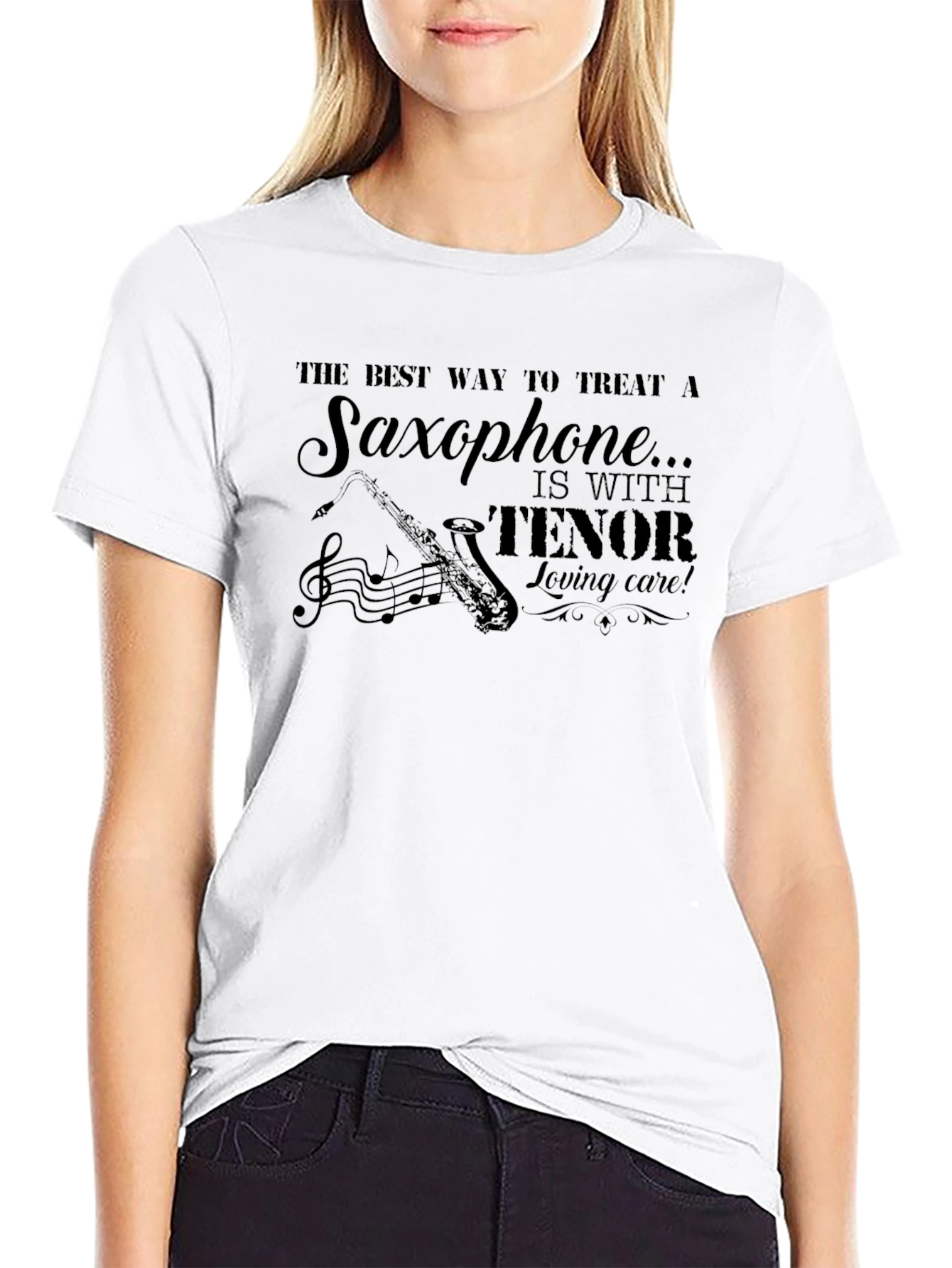 Saxophone Music Lover Black T-Shirt