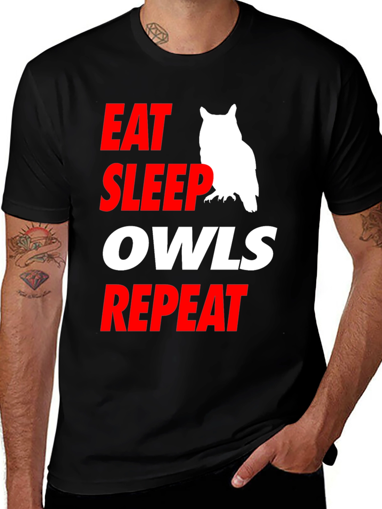 Eat Sleep Owls Repeat Graphic Tee