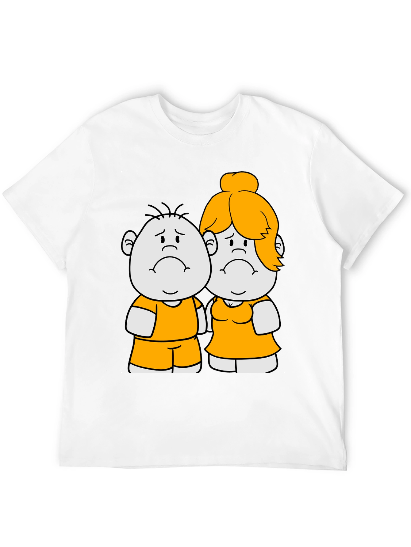 Cartoon Couple Graphic Tee - Black