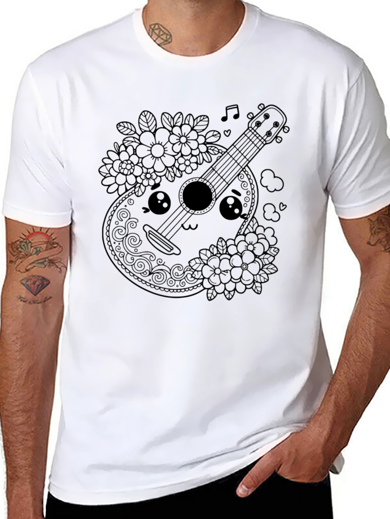 Cute Guitar T-Shirt - Kawaii Musical Instrument Tee