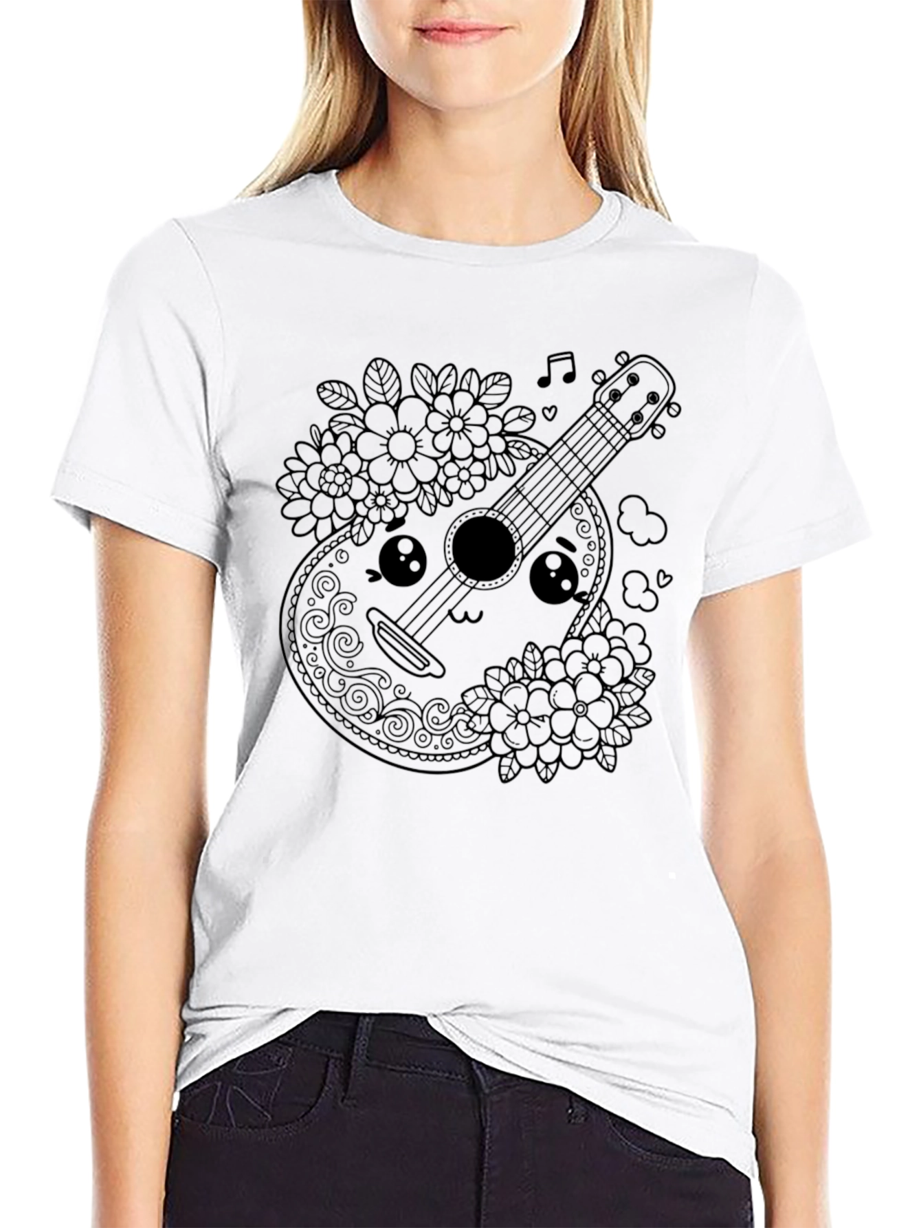 Cute Guitar T-Shirt - Kawaii Musical Instrument Tee