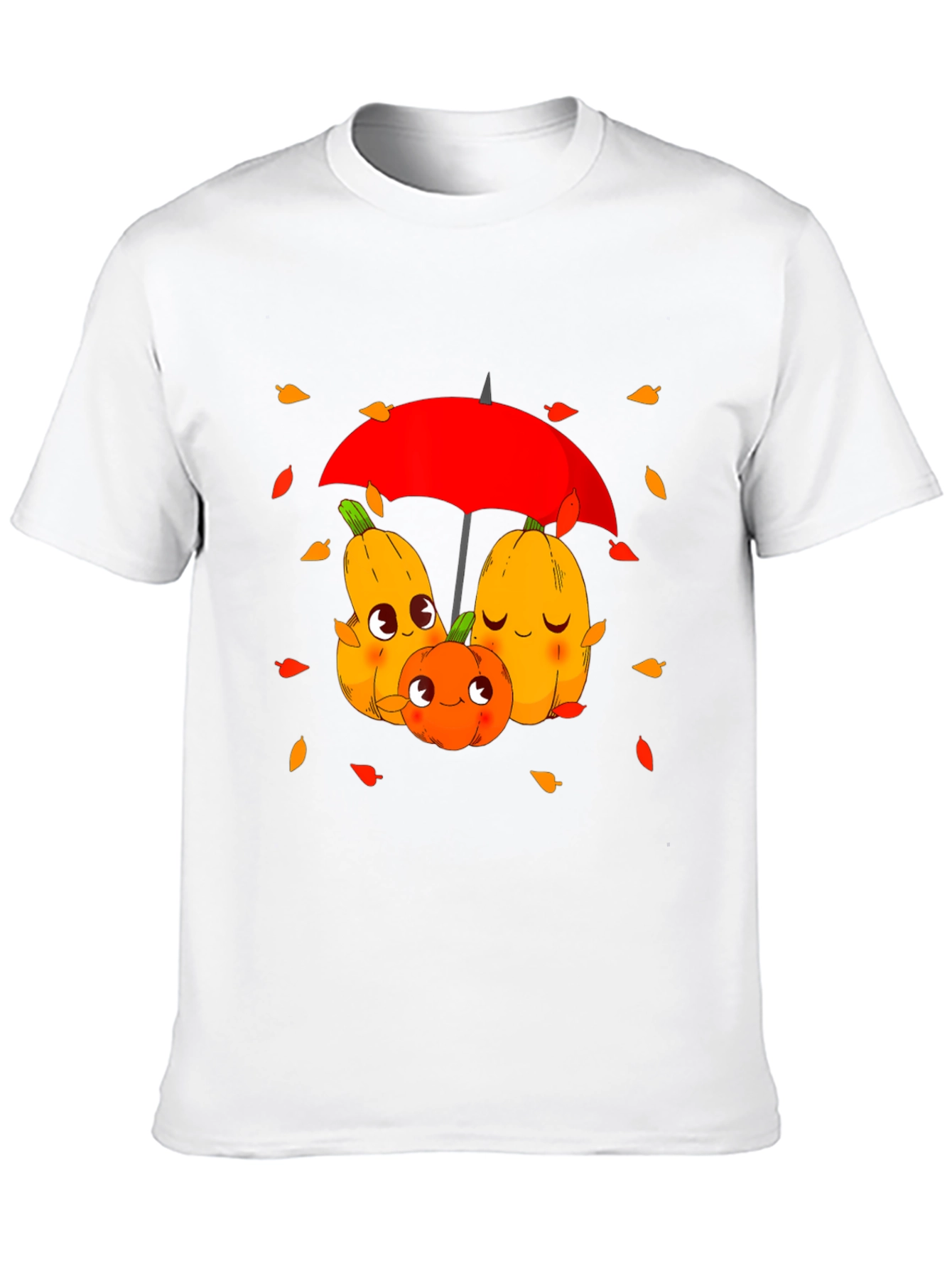 Cute Pumpkin Family Under Umbrella Graphic Tee
