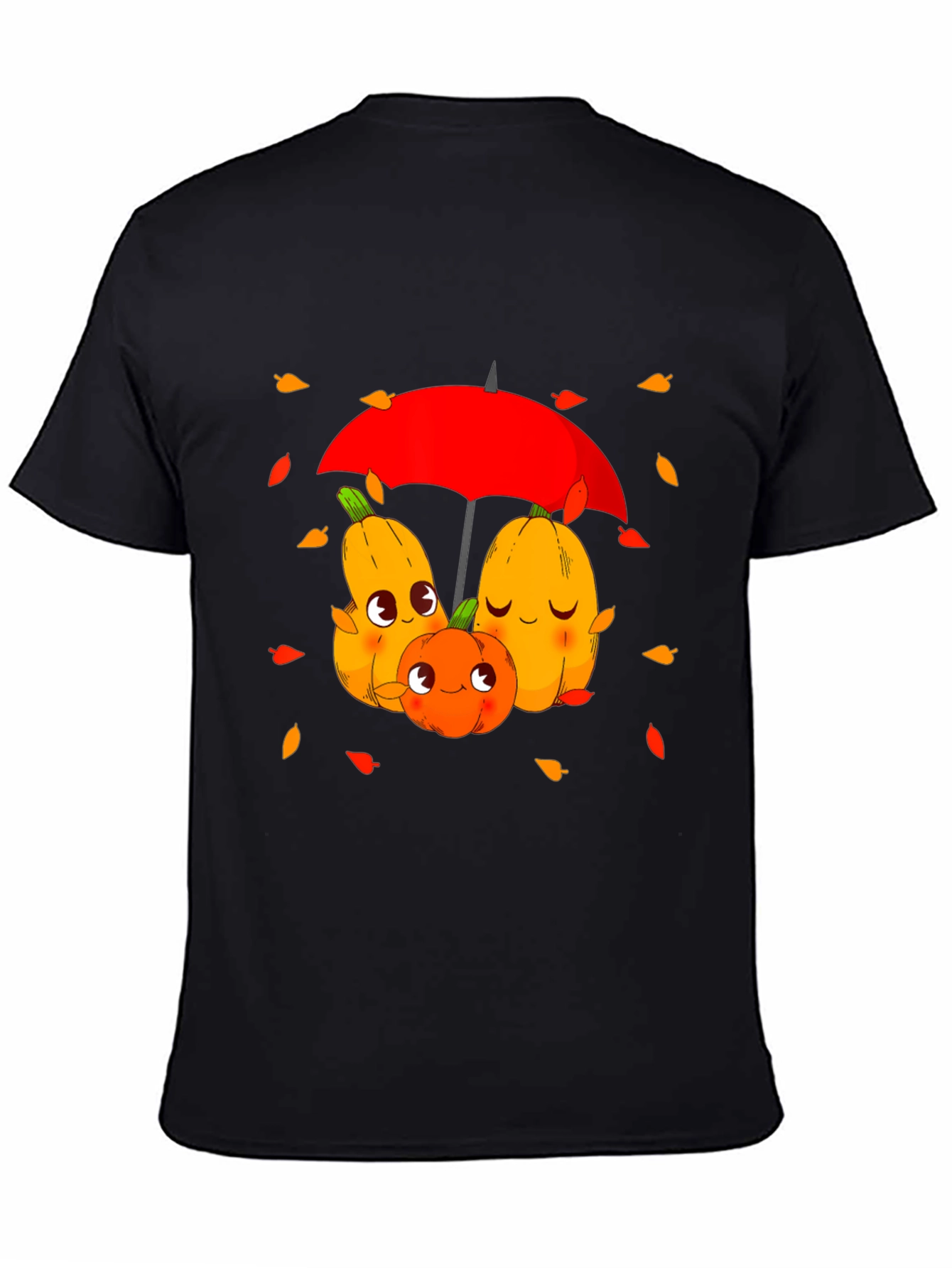 Cute Pumpkin Family Under Umbrella Graphic Tee