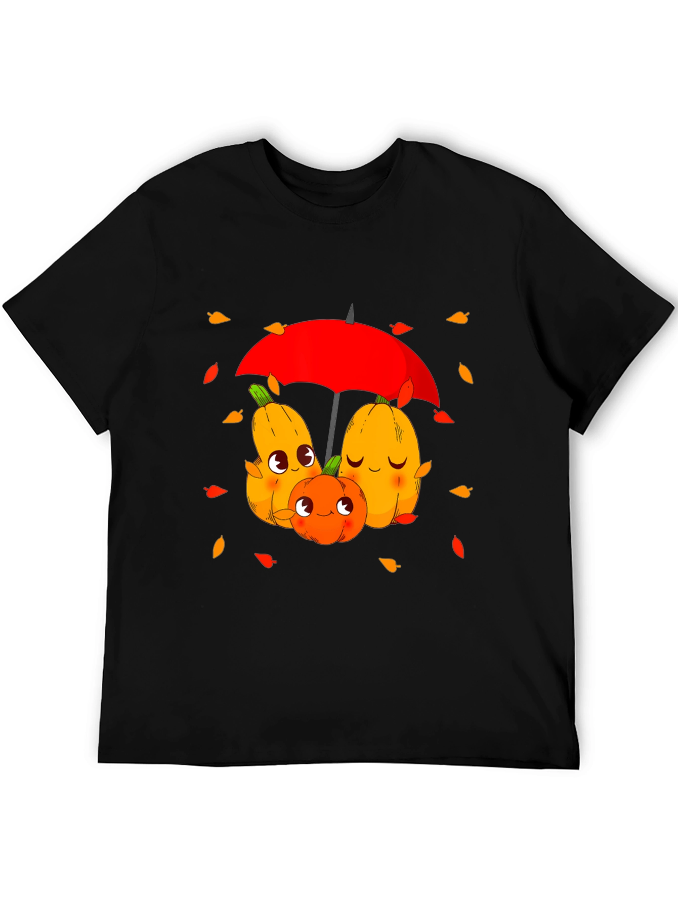 Cute Pumpkin Family Under Umbrella Graphic Tee