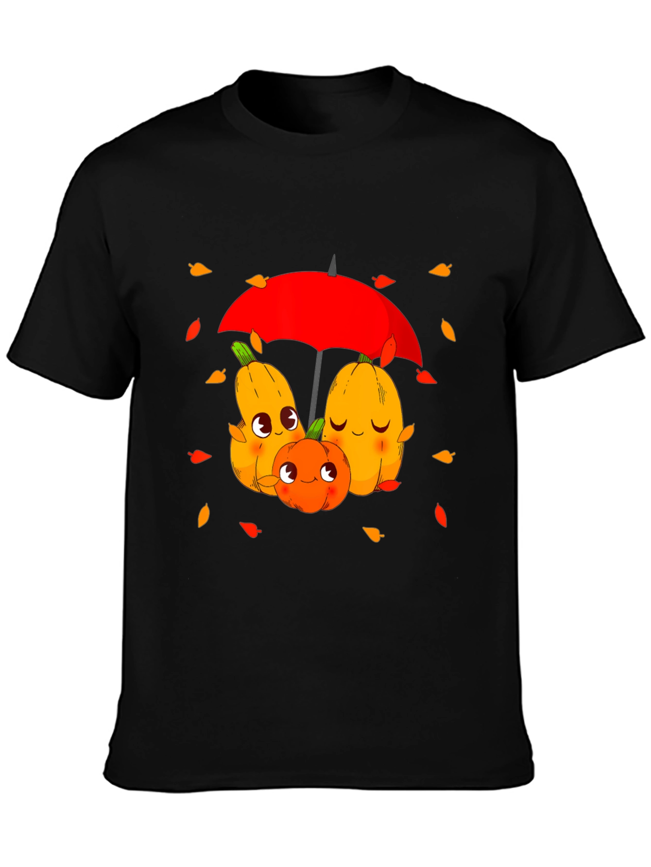 Cute Pumpkin Family Under Umbrella Graphic Tee