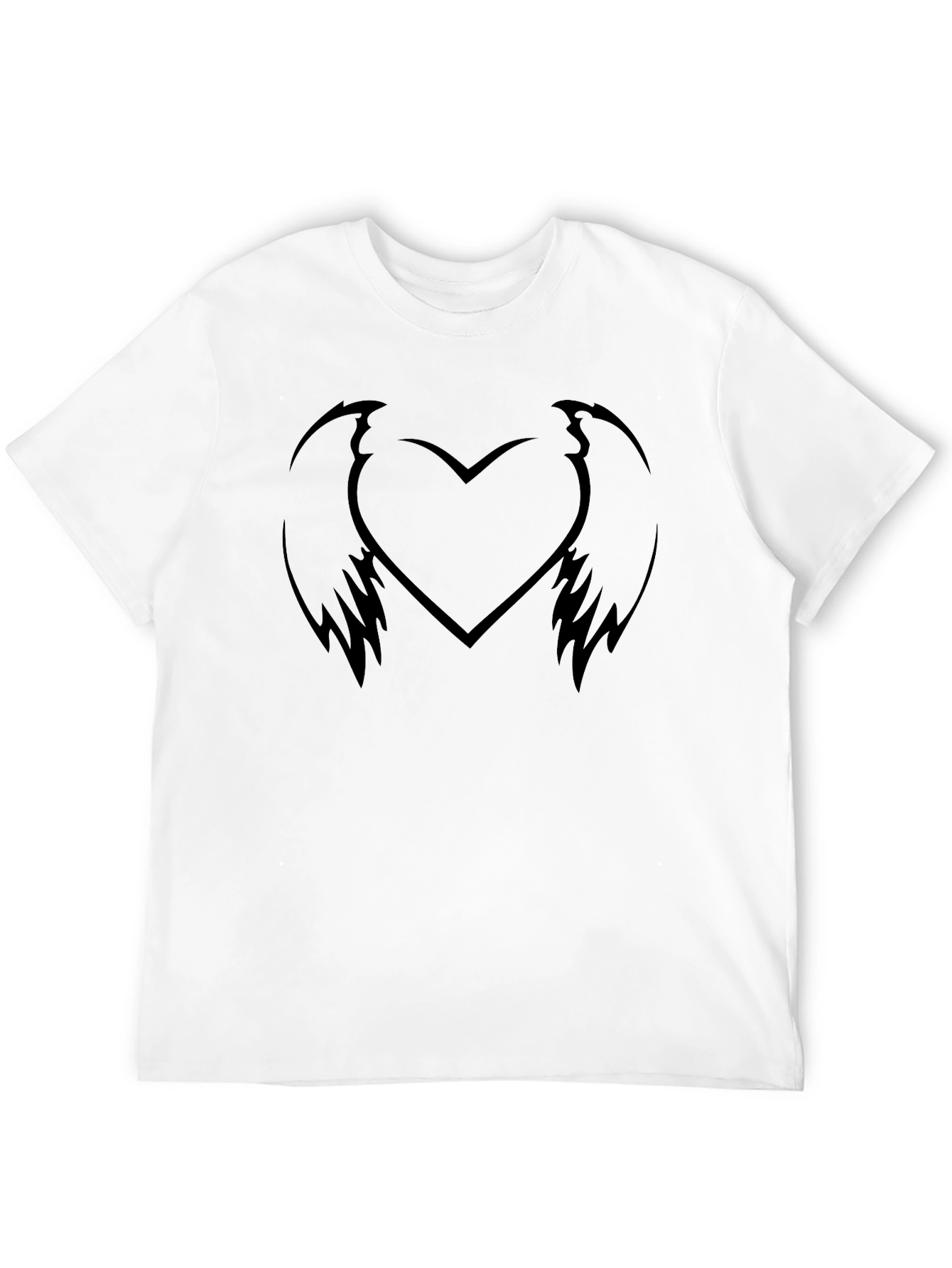 Heart Wings Graphic Tee - Black Cotton T-Shirt