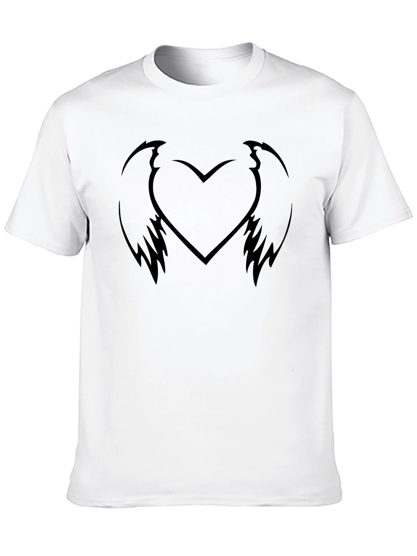 Heart Wings Graphic Tee - Black Cotton T-Shirt