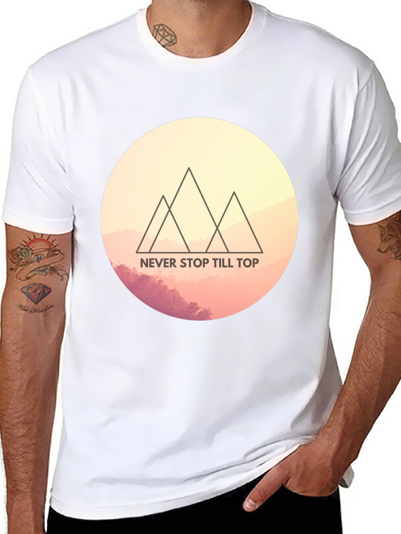 Motivational Mountain Tee - Never Stop Till Top T-Shirt
