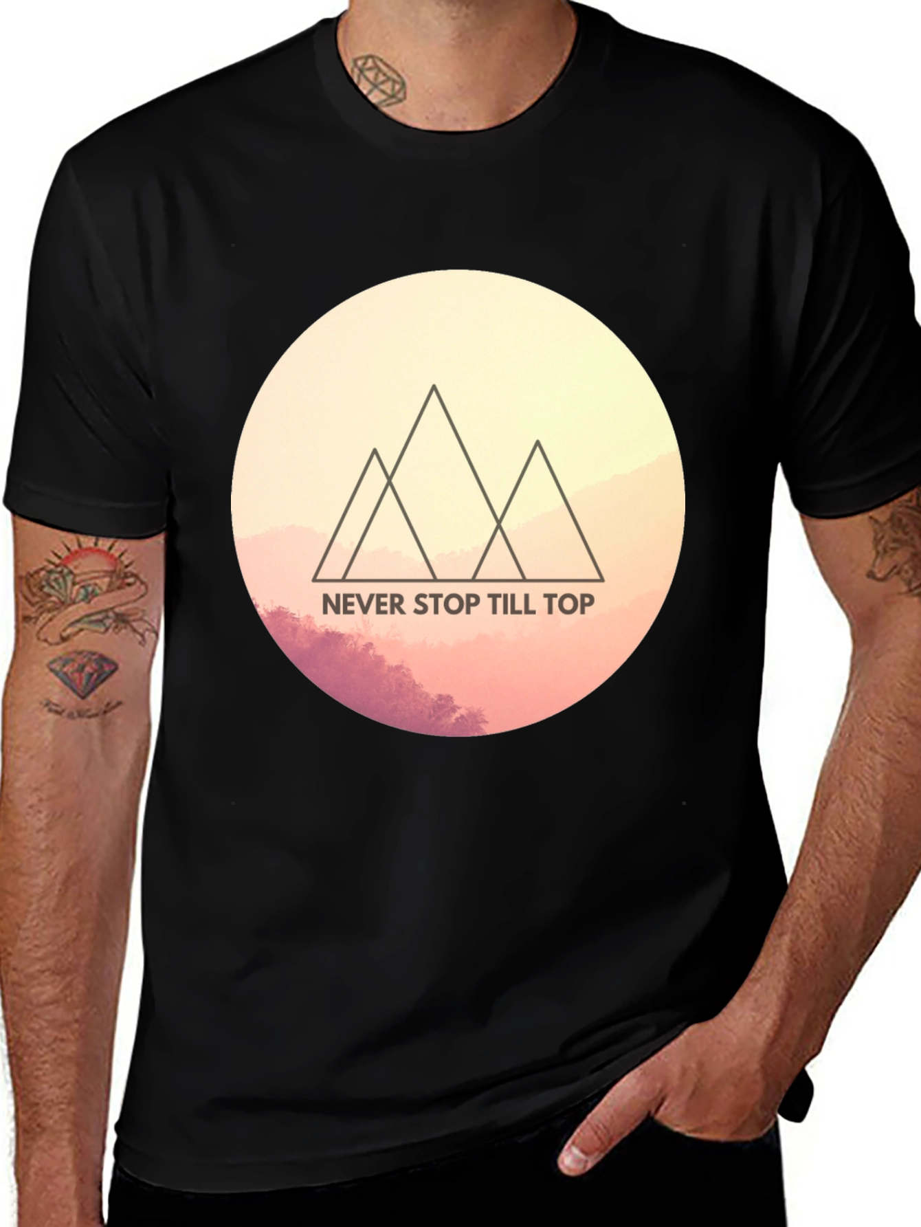 Motivational Mountain Tee - Never Stop Till Top T-Shirt
