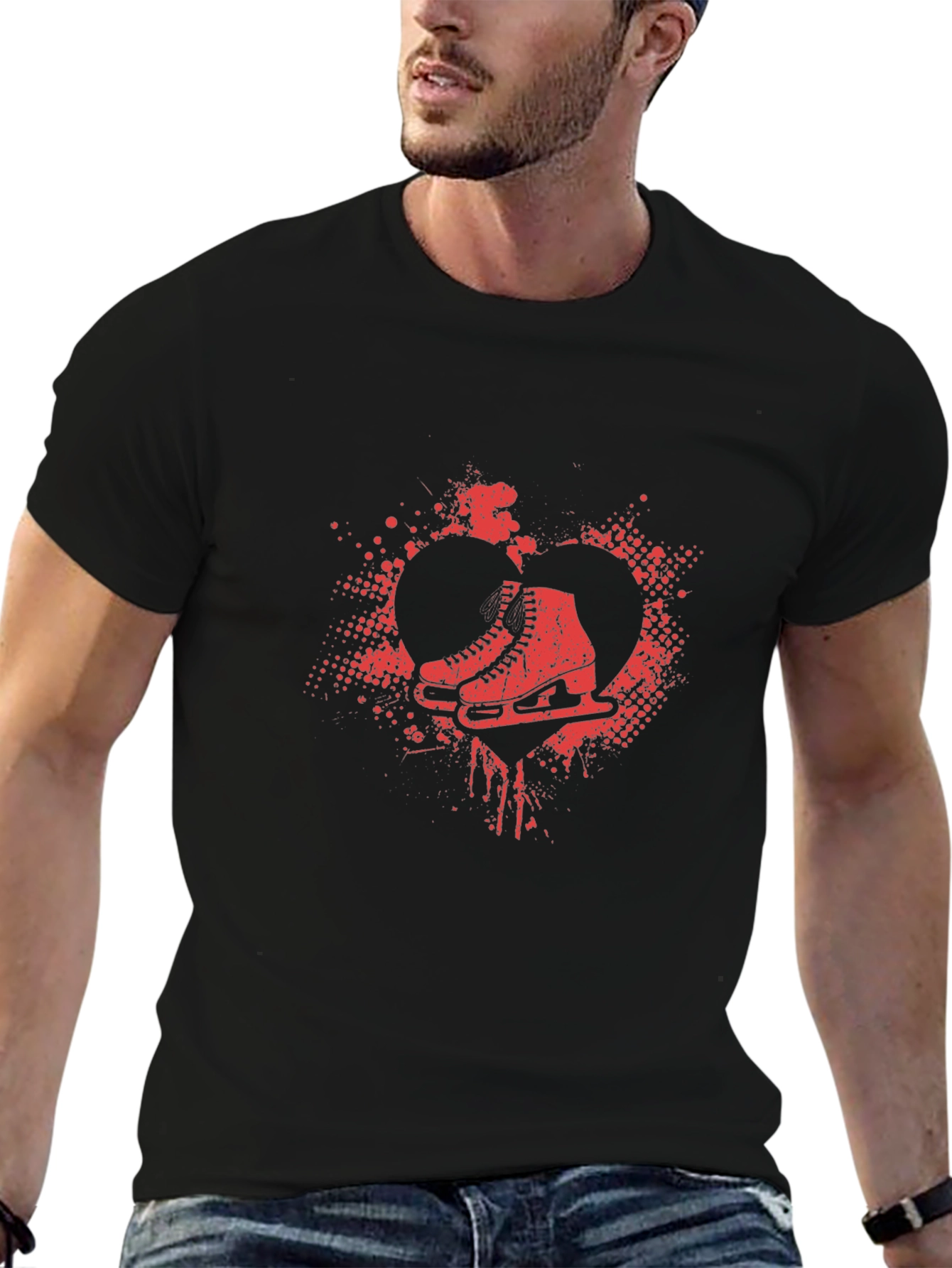 Ice Skating Love T-Shirt - Retro Heart Skates Design