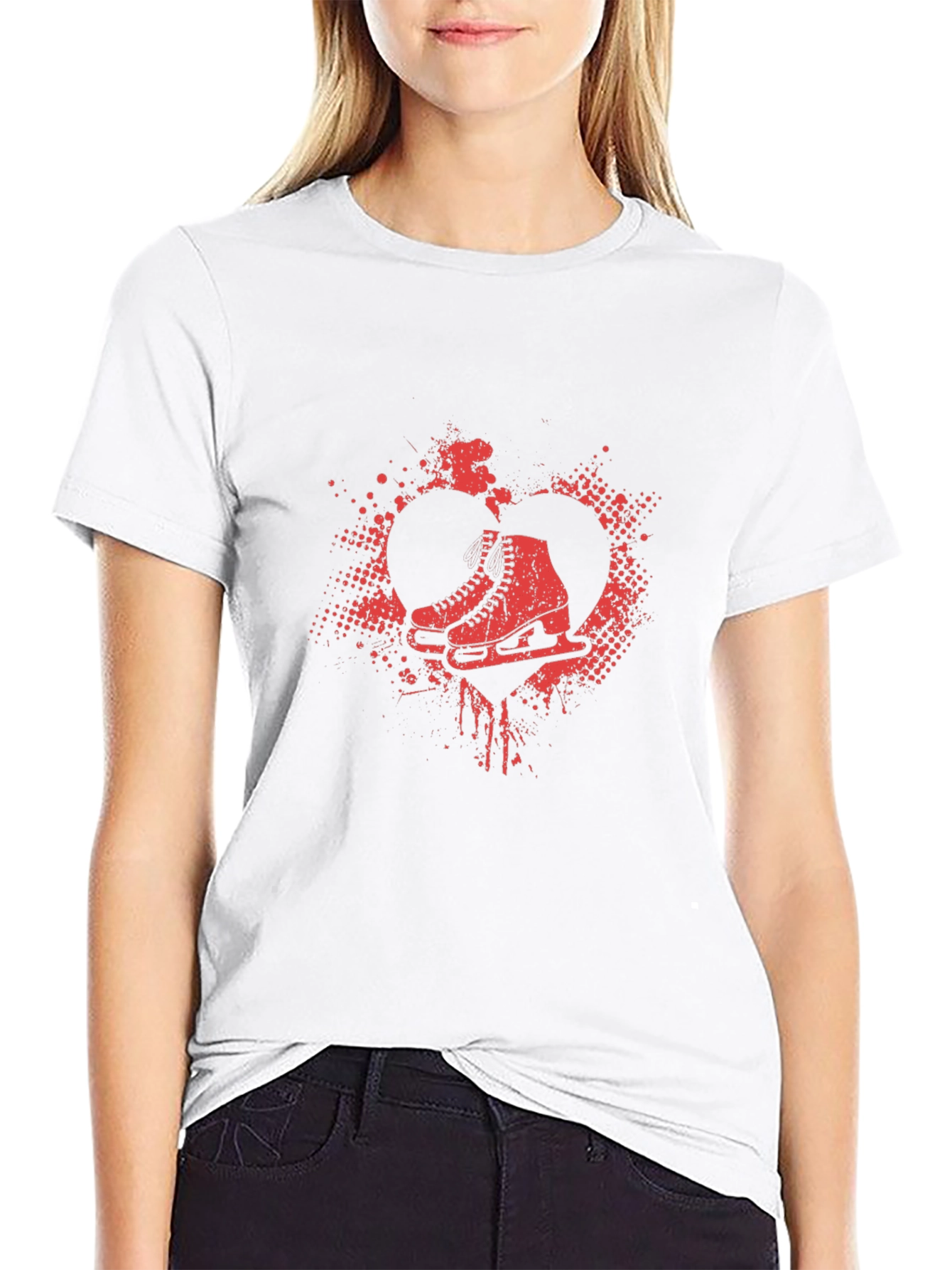 Ice Skating Love T-Shirt - Retro Heart Skates Design