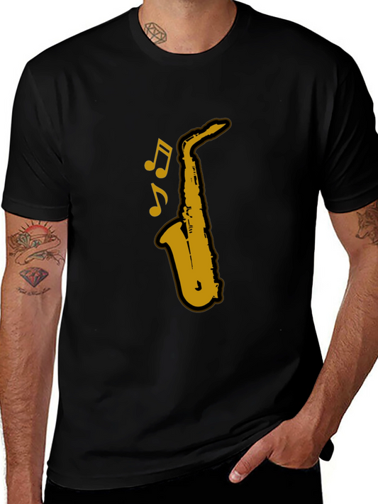 Saxophone Graphic T-Shirt - Black