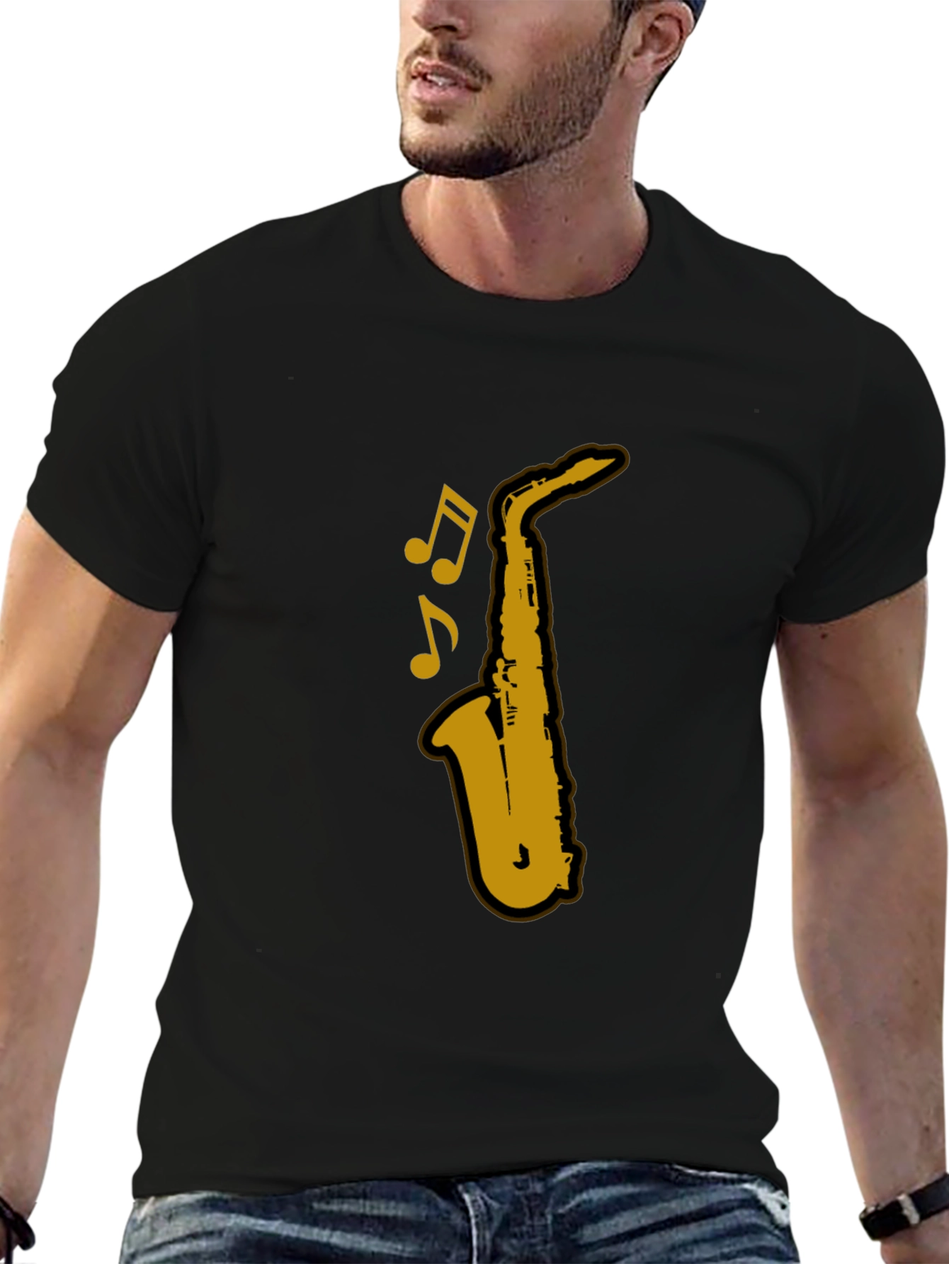 Saxophone Graphic T-Shirt - Black