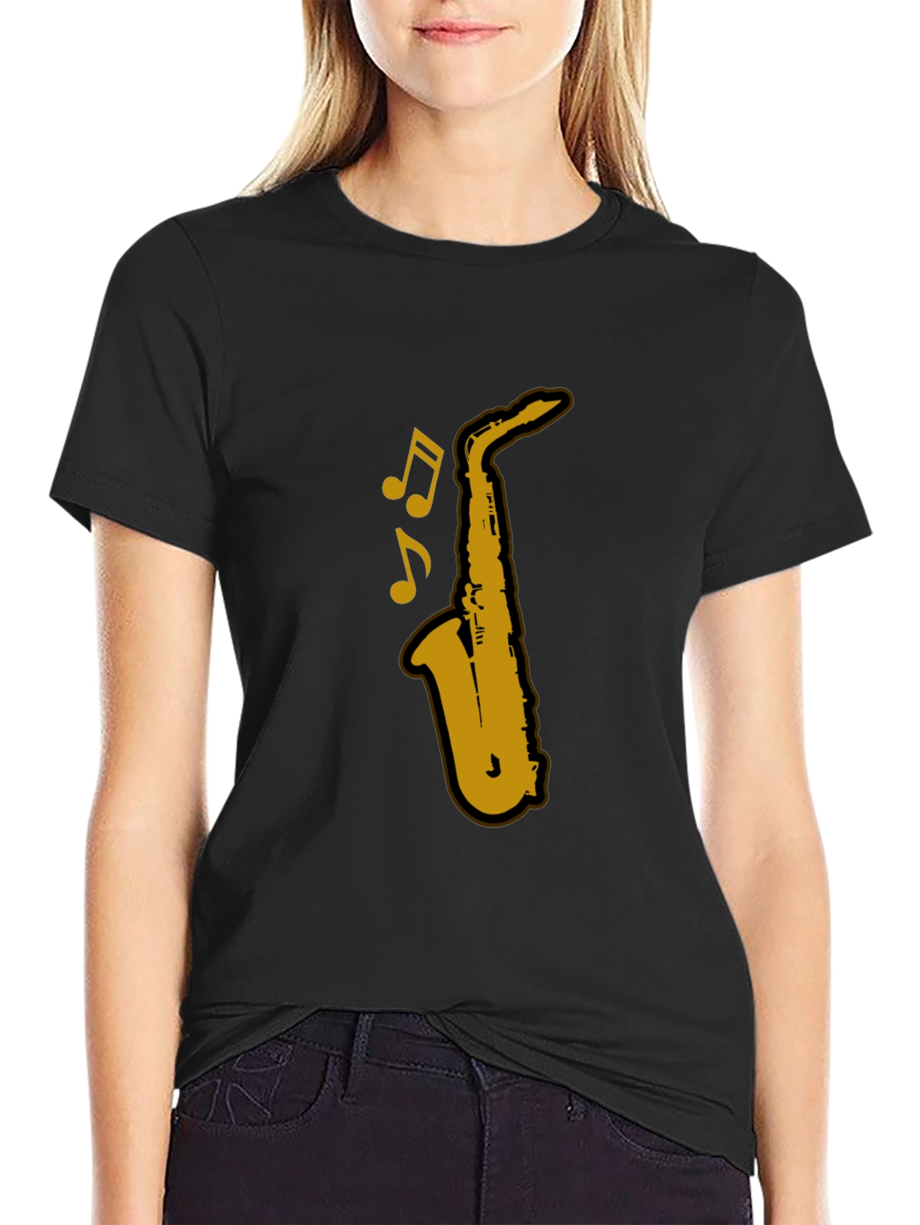 Saxophone Graphic T-Shirt - Black