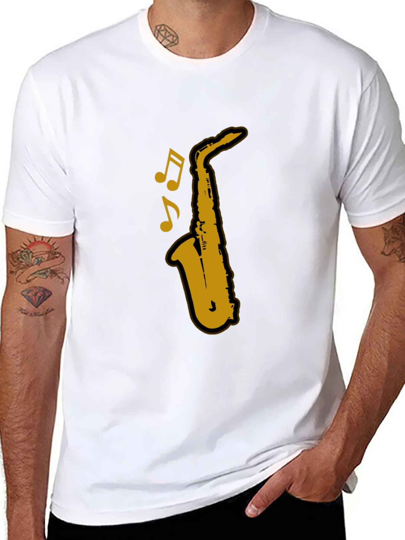 Saxophone Graphic T-Shirt - Black