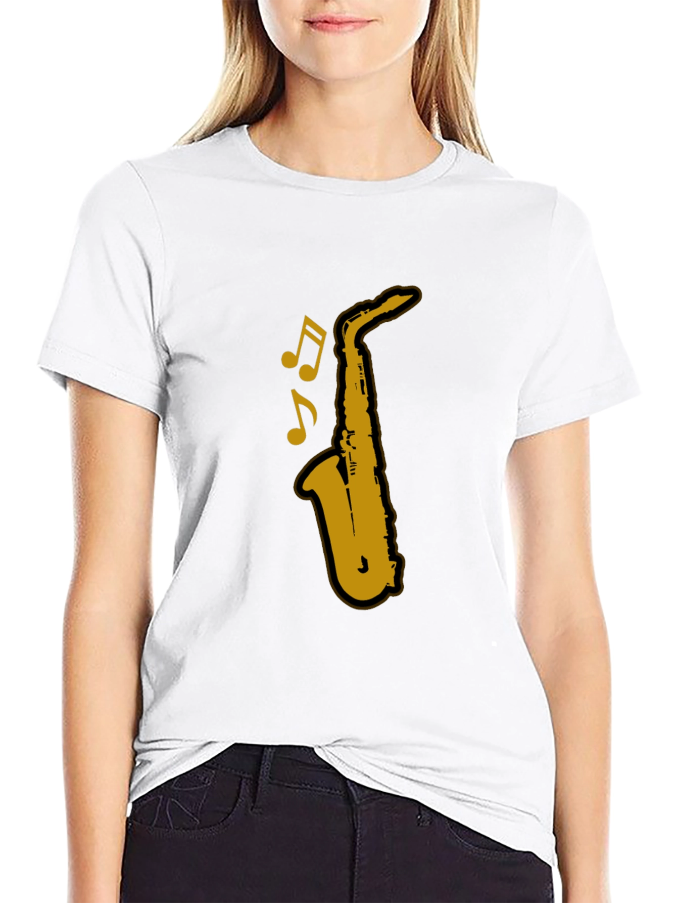 Saxophone Graphic T-Shirt - Black
