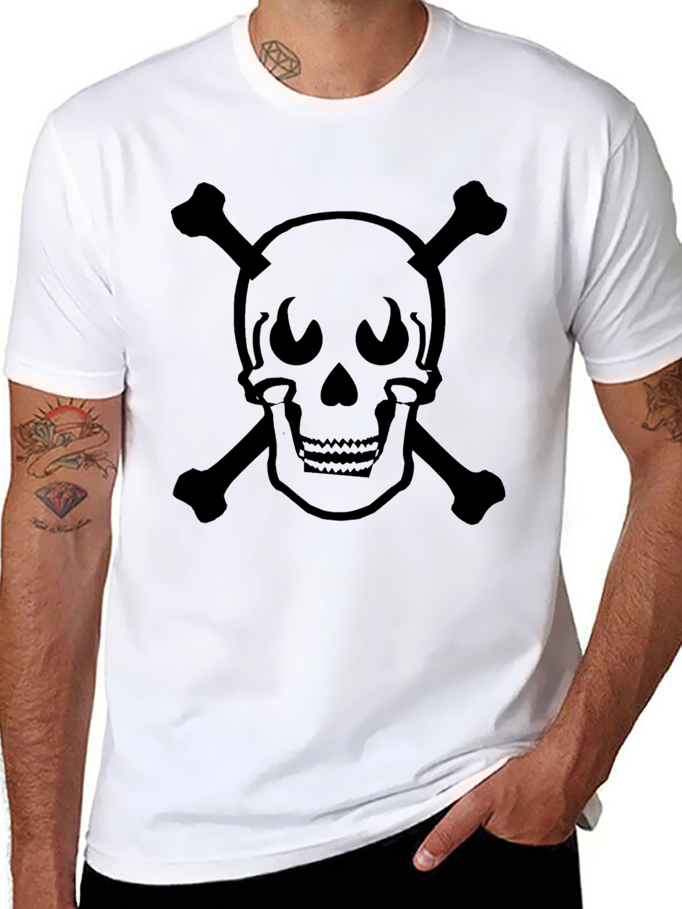 Skull & Crossbones Graphic Tee - Mens Black T-Shirt