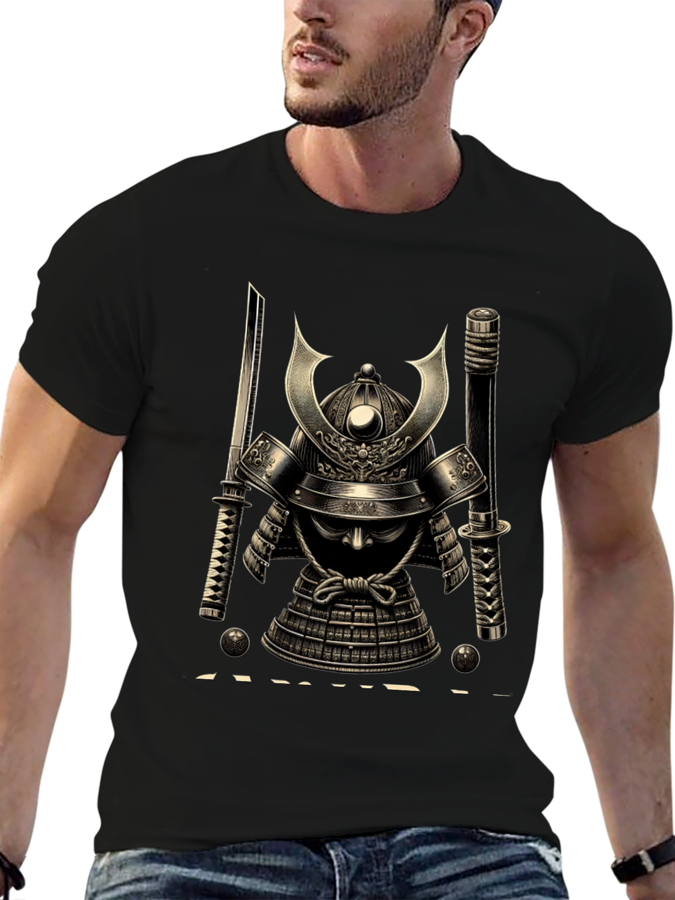 Samurai Helmet Graphic Tee - Black