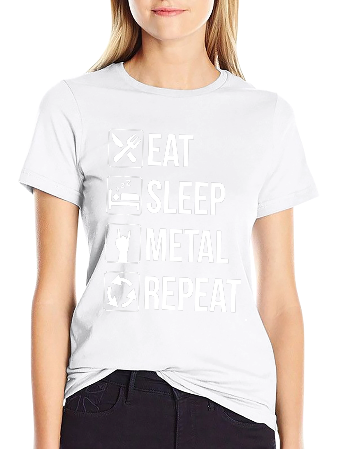 Eat Sleep Metal Repeat Graphic T-Shirt