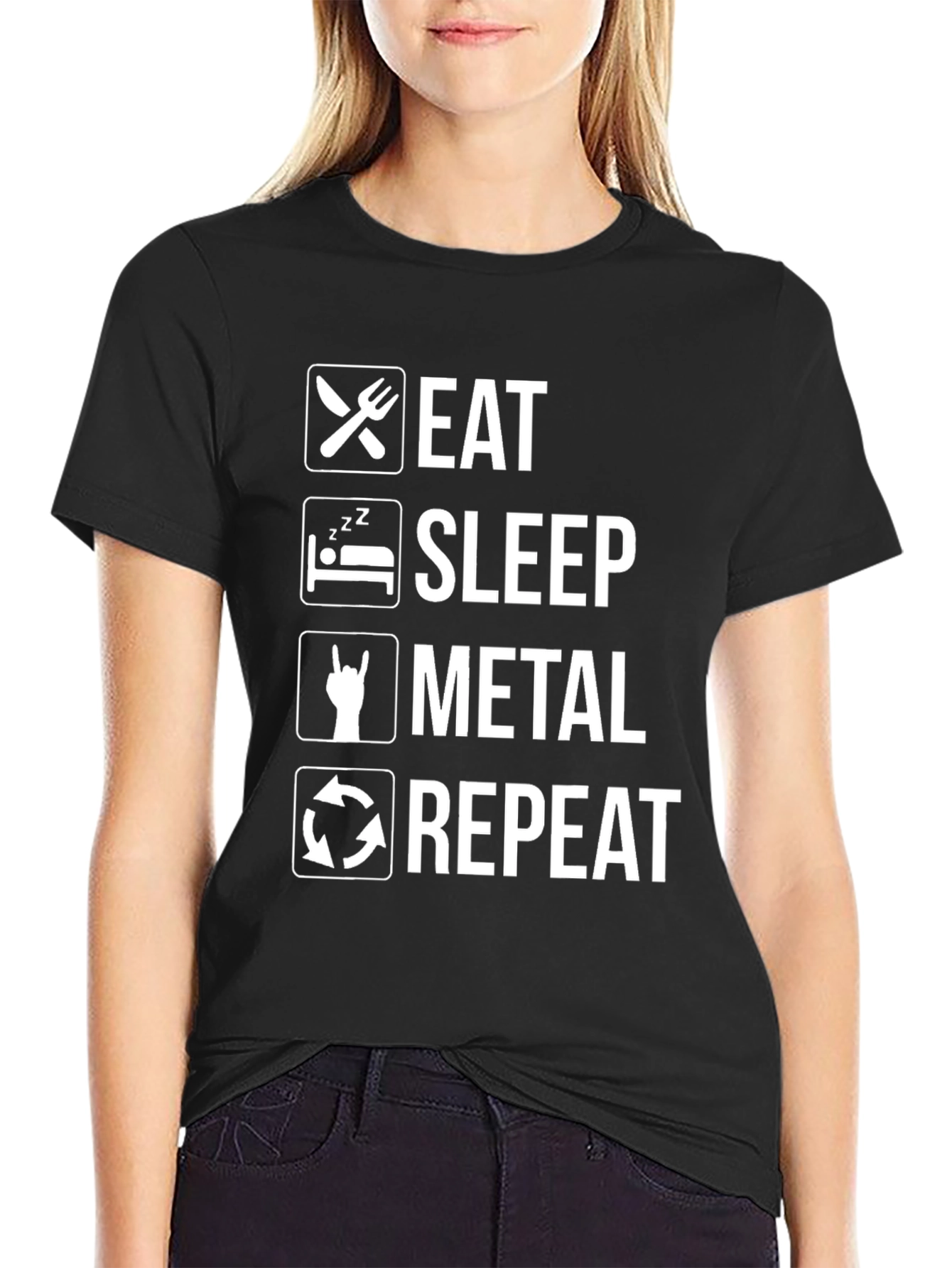 Eat Sleep Metal Repeat Graphic T-Shirt