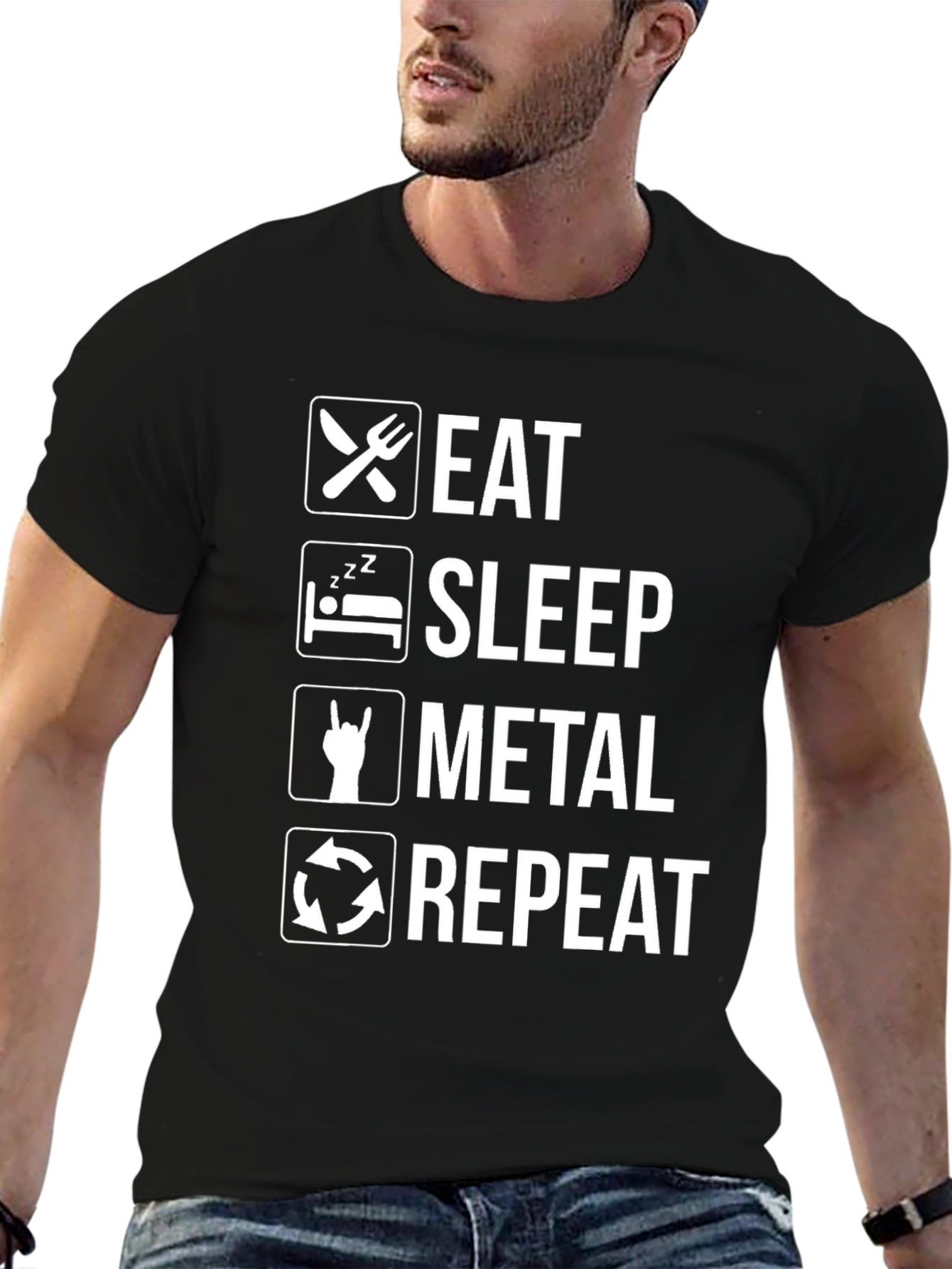 Eat Sleep Metal Repeat Graphic T-Shirt