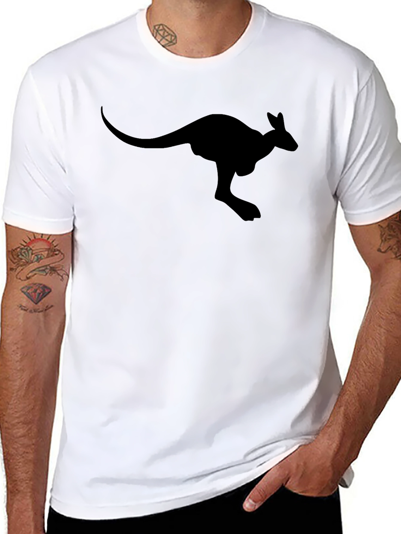 Black Kangaroo T-Shirt - Animal Graphic Tee