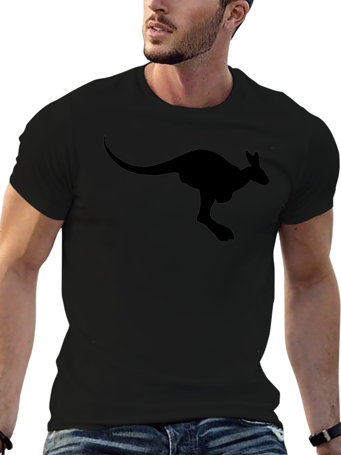 Black Kangaroo T-Shirt - Animal Graphic Tee