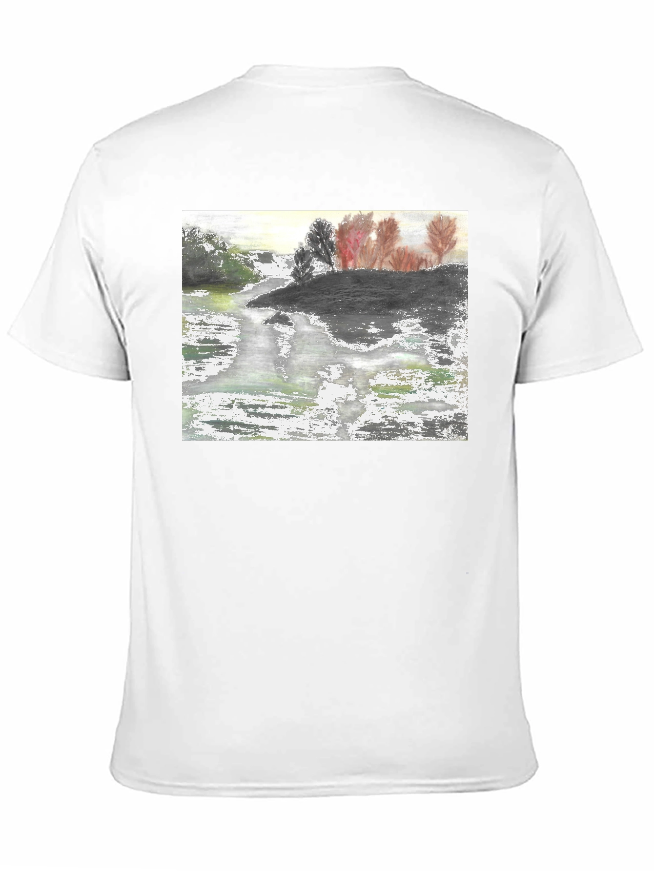 Nature River Painting Black Tee