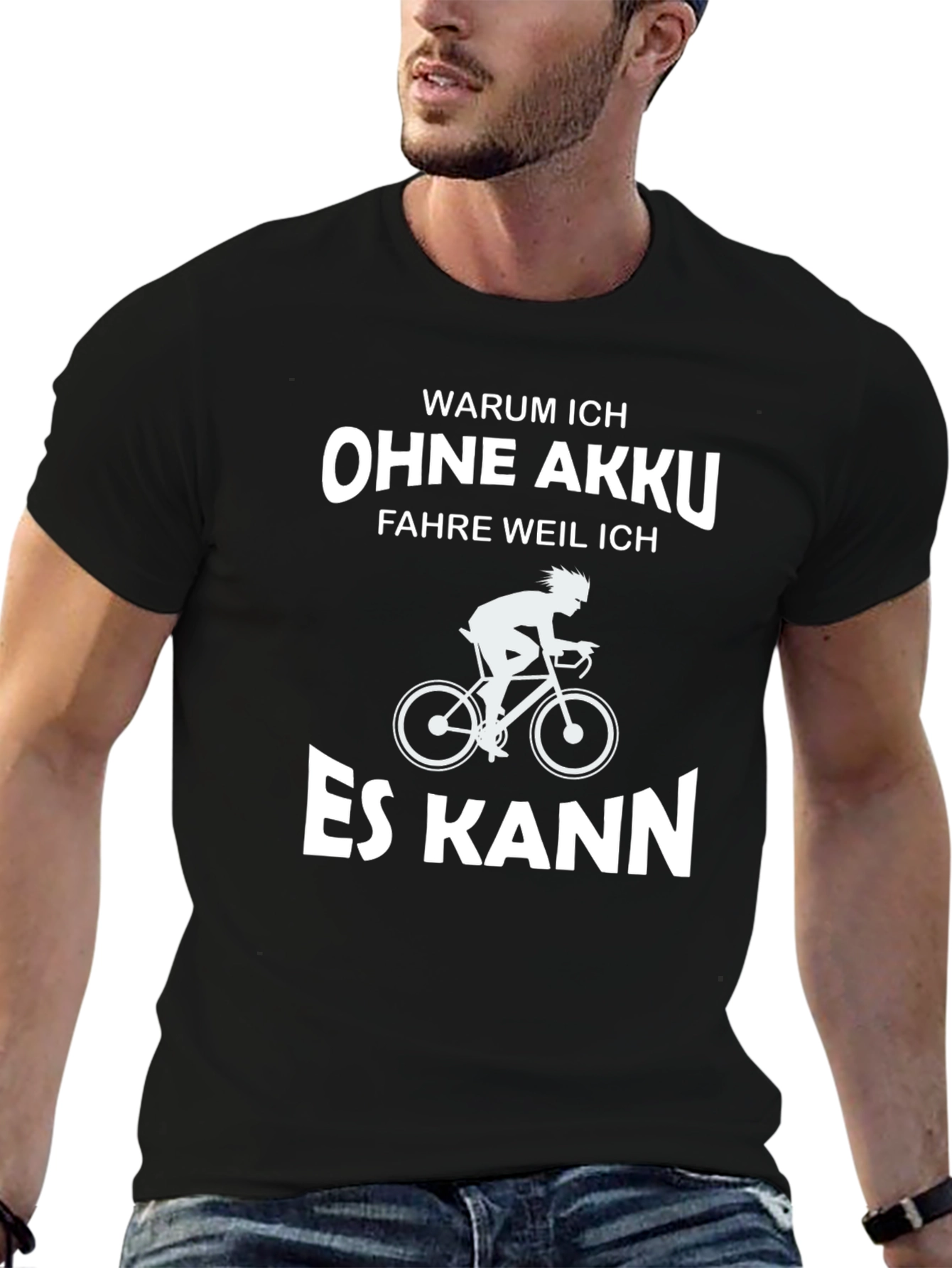 Humorous German Cycling T-Shirt - Ohne Akku
