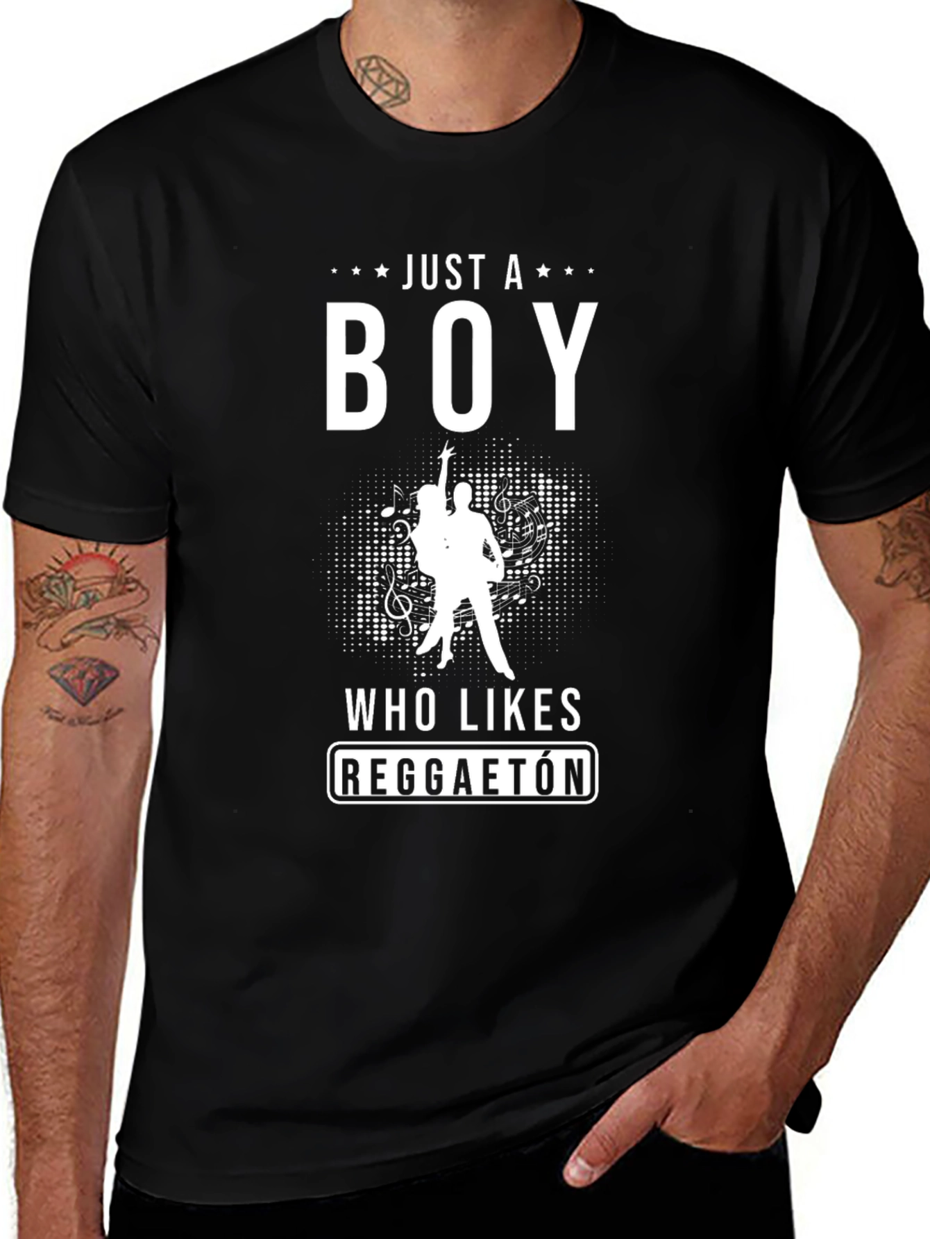 Reggaeton Lover Mens Black Graphic T-Shirt