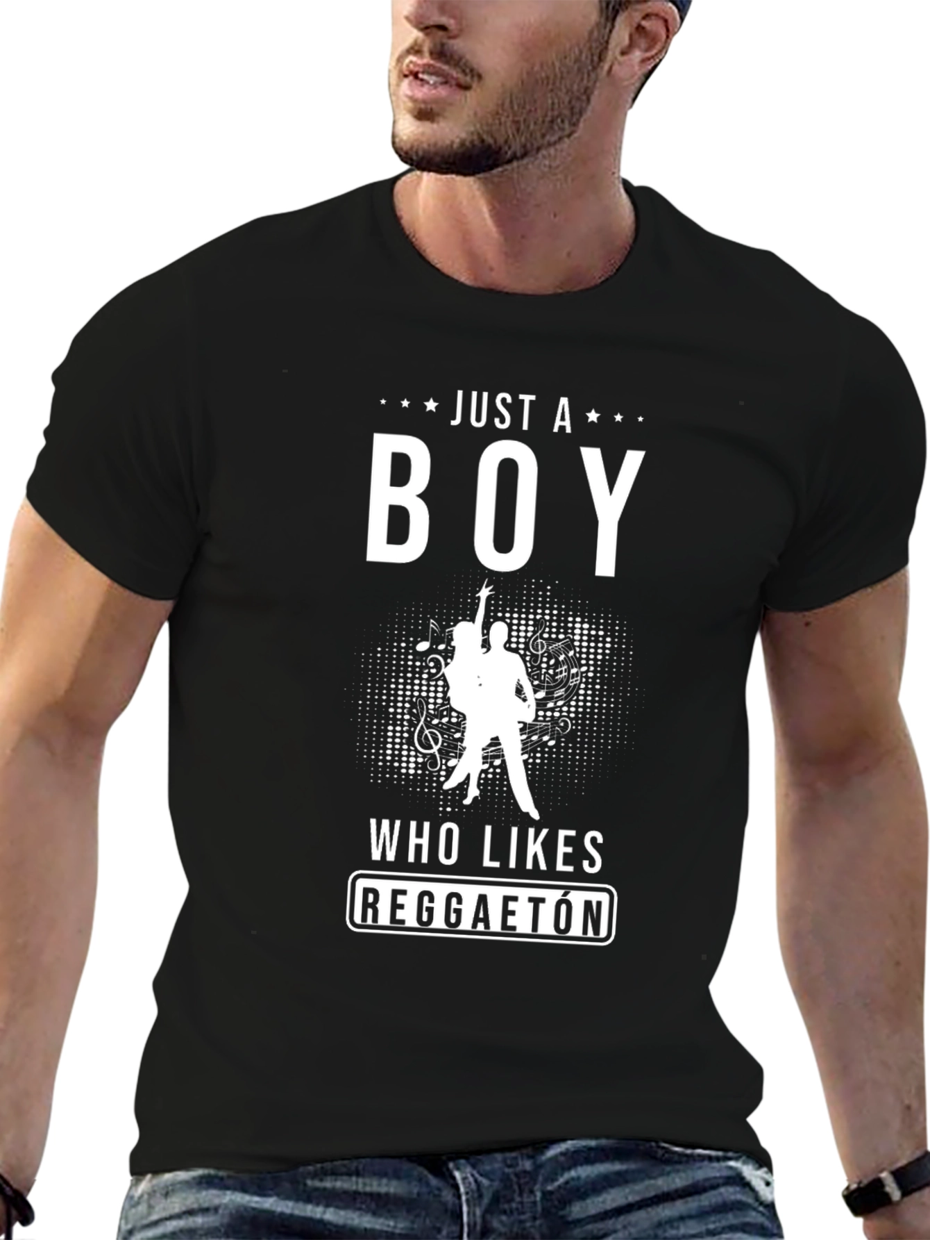 Reggaeton Lover Mens Black Graphic T-Shirt