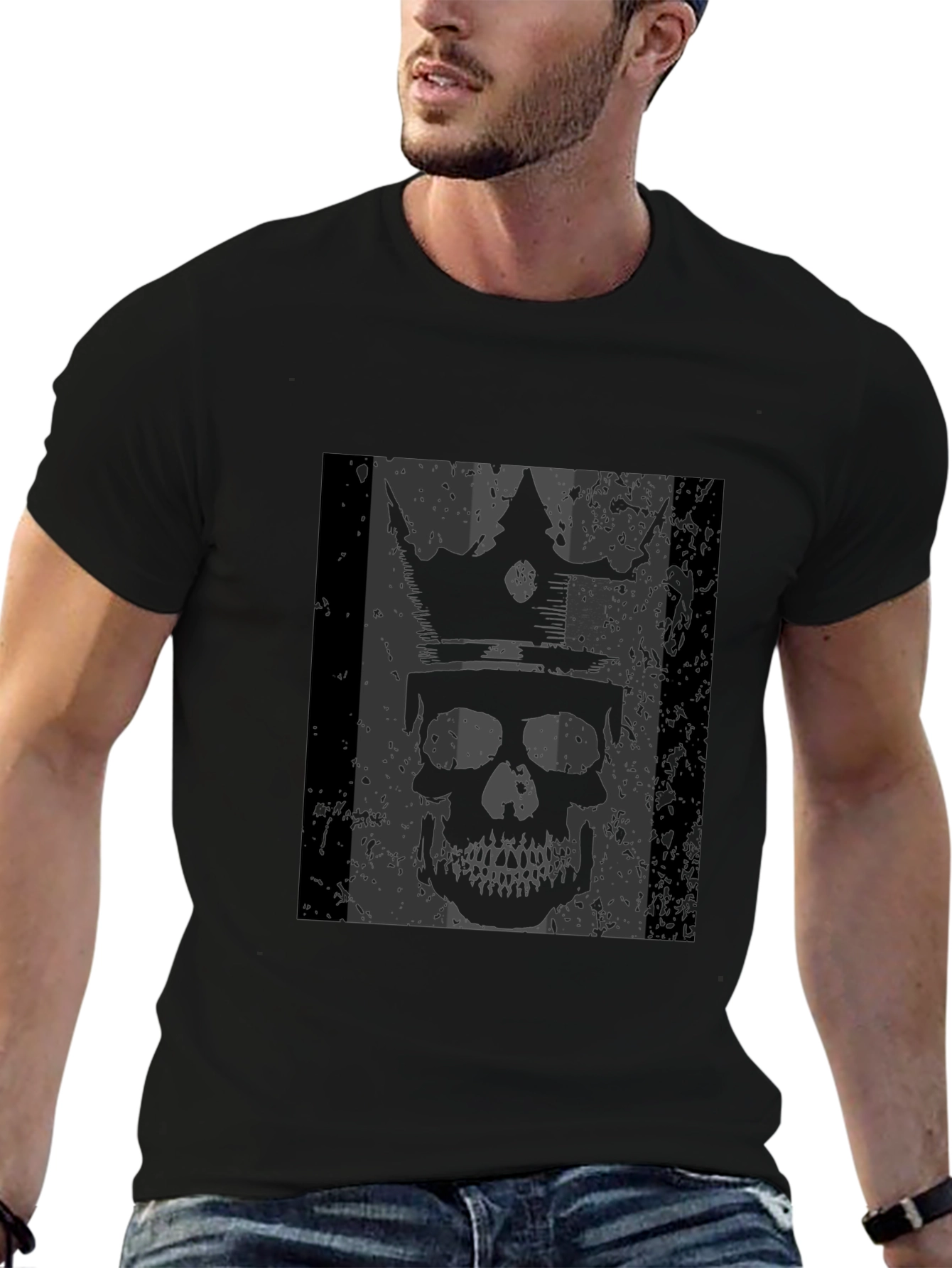 King Skull Graphic T-Shirt - Mens Black Tee