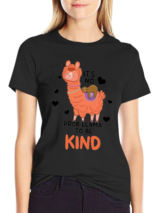 Cute Llama Graphic T-Shirt - Its No Prob-Llama To Be Kind