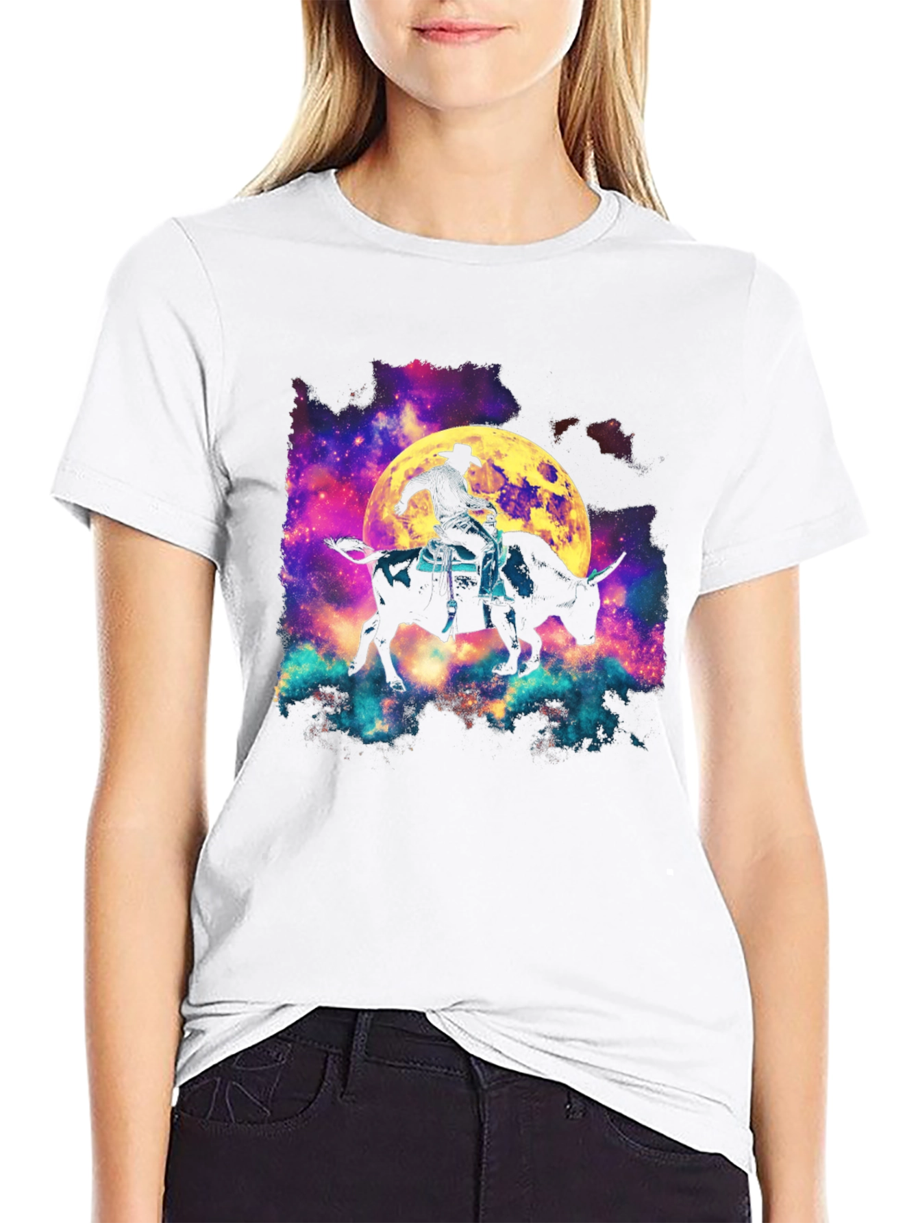Cosmic Bull Rider Graphic T-Shirt
