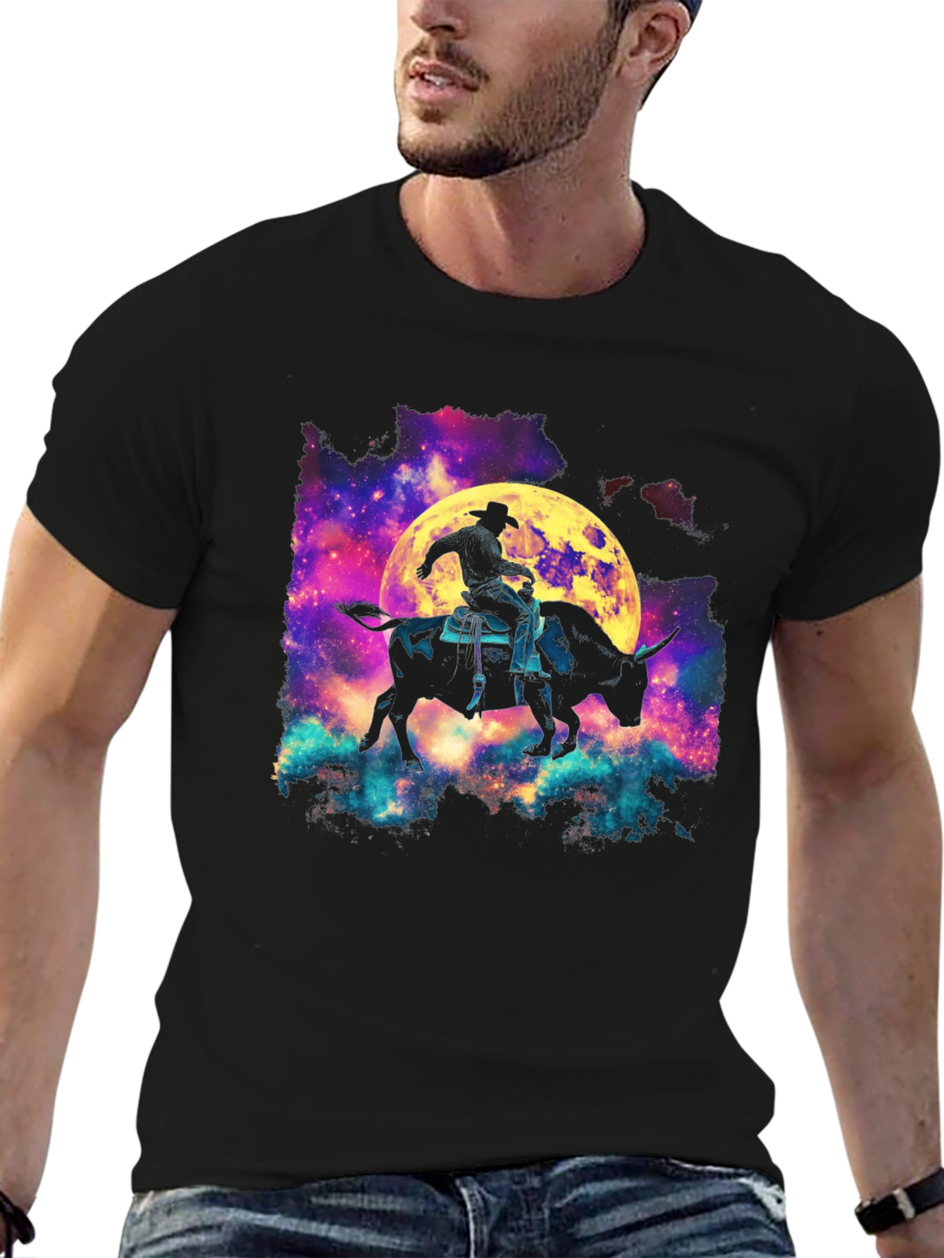 Cosmic Bull Rider Graphic T-Shirt