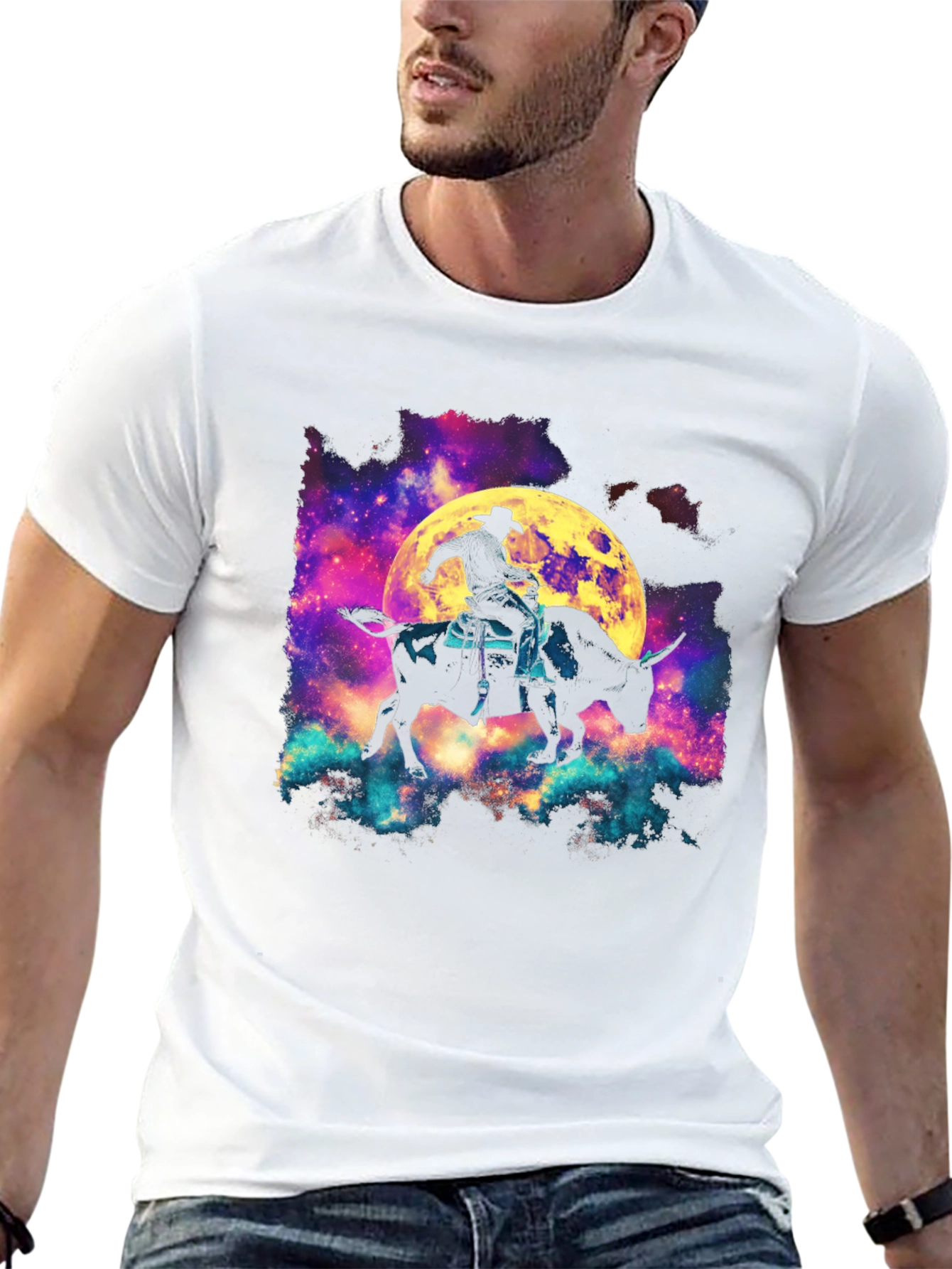 Cosmic Bull Rider Graphic T-Shirt