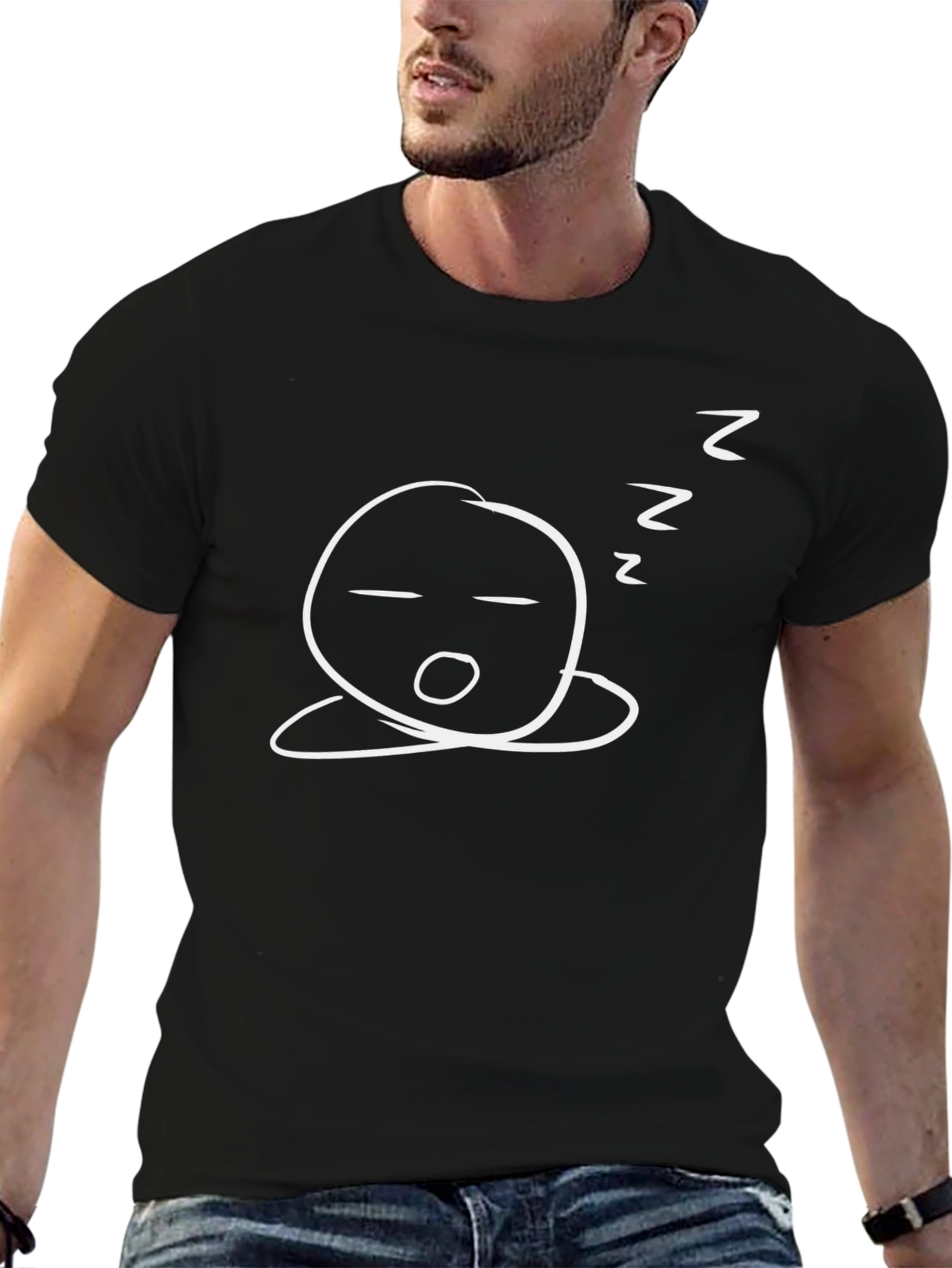 Sleepy Doodle Graphic Tee - Black Cotton Comfort