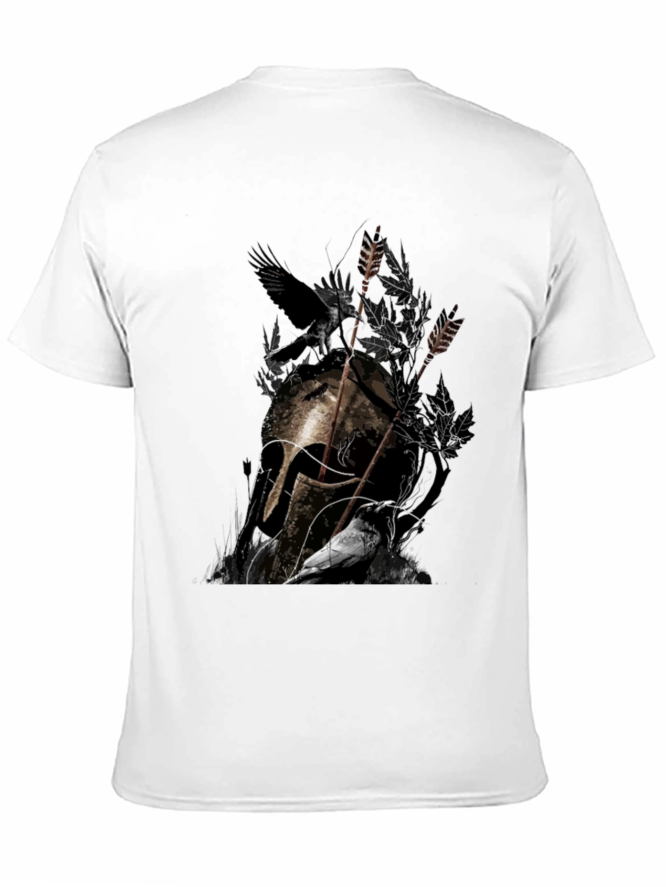 Raven Helmet Graphic Tee - Dark Warrior Design