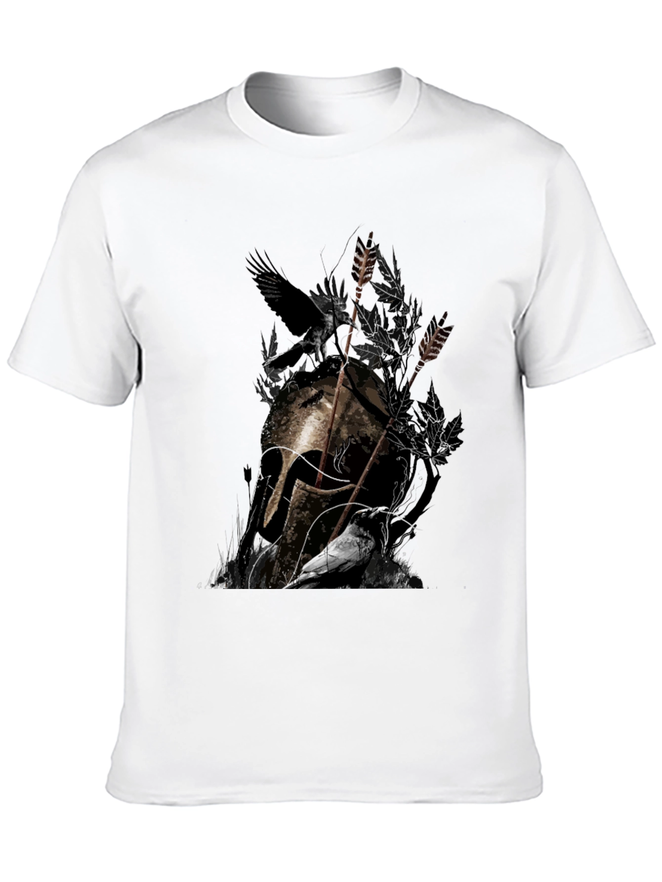 Raven Helmet Graphic Tee - Dark Warrior Design