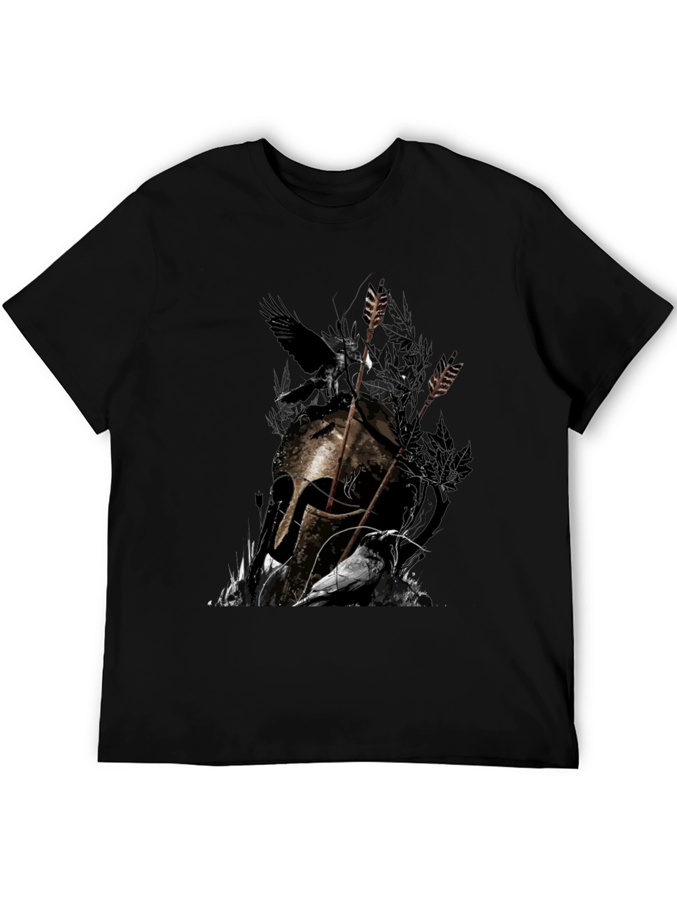 Raven Helmet Graphic Tee - Dark Warrior Design